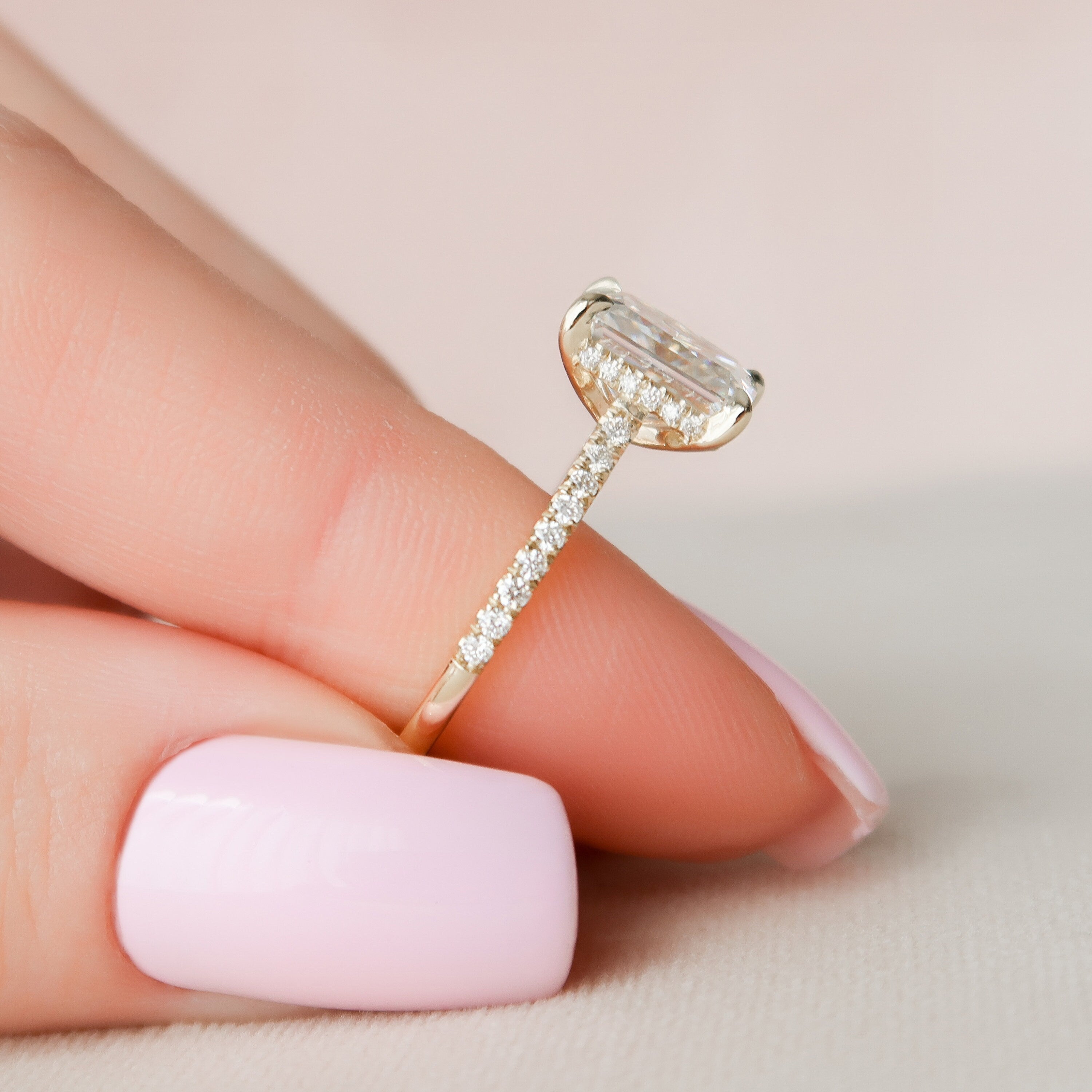 2.5 CT Radiant Hidden Halo & Pave Moissanite Engagement Ring - crownmoissanite