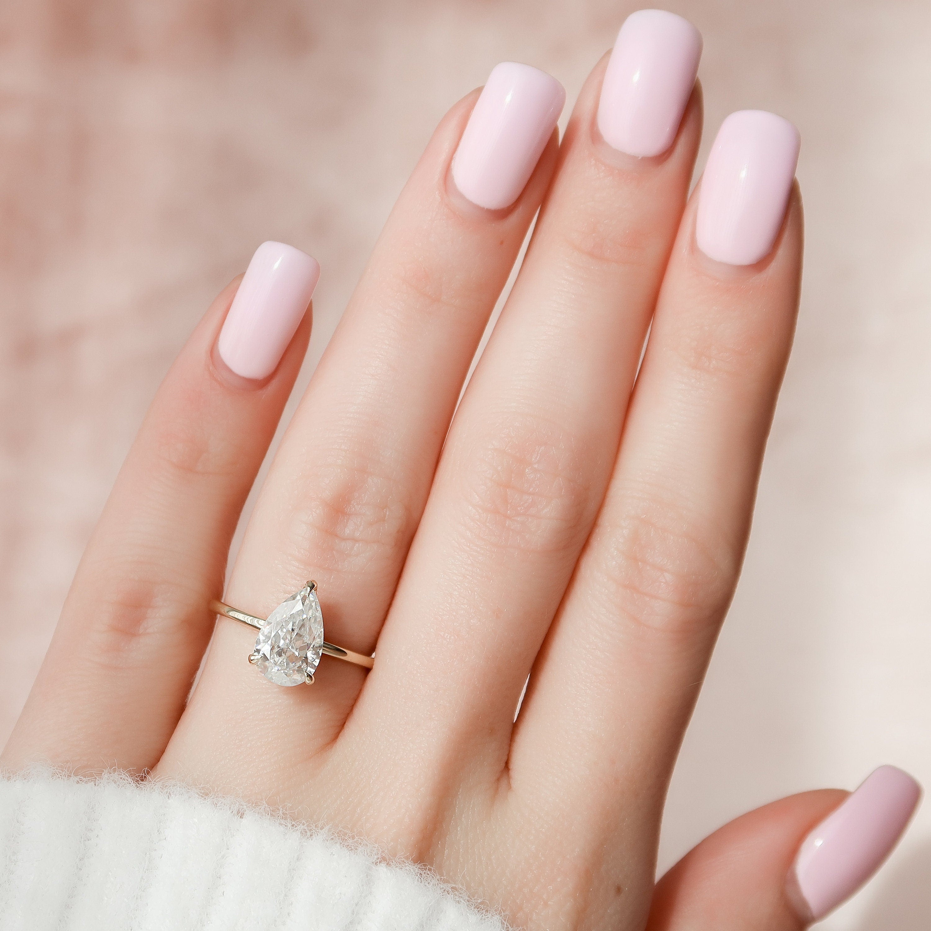 2.0 CT Pear Solitaire & Hidden Halo Setting Moissanite Engagement Ring - crownmoissanite