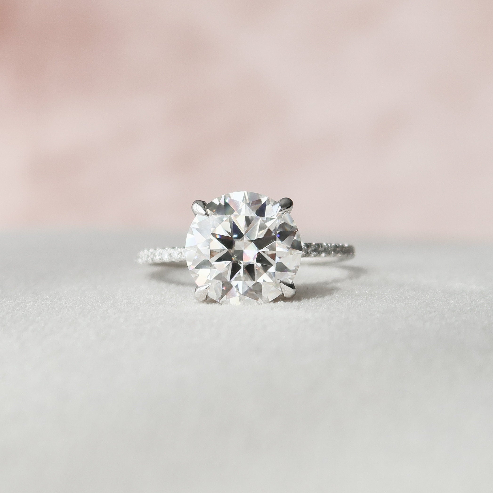 3.50 CT Round Hidden Halo & Pave Setting Moissanite Engagement Ring - crownmoissanite
