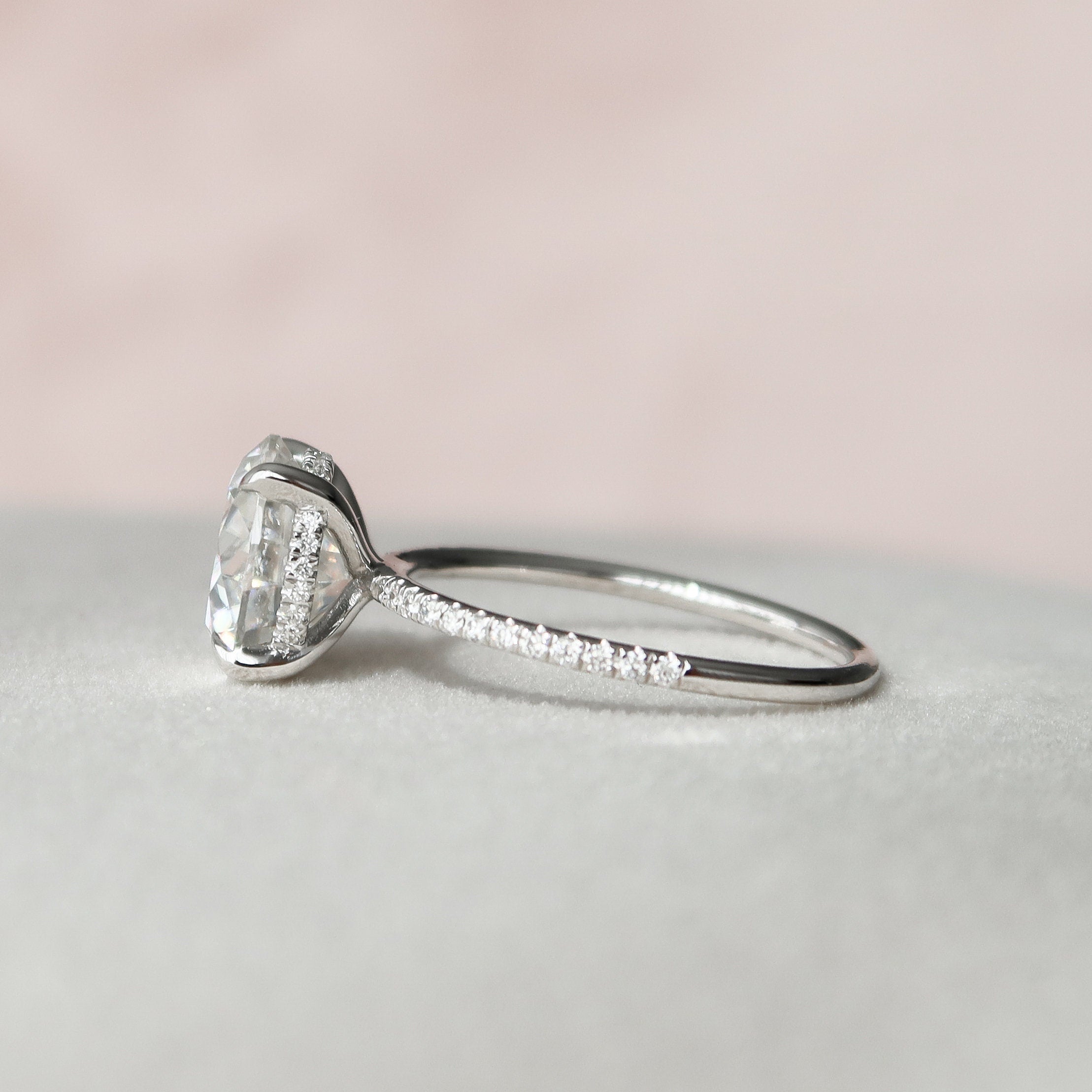 3.50 CT Round Hidden Halo & Pave Setting Moissanite Engagement Ring - crownmoissanite