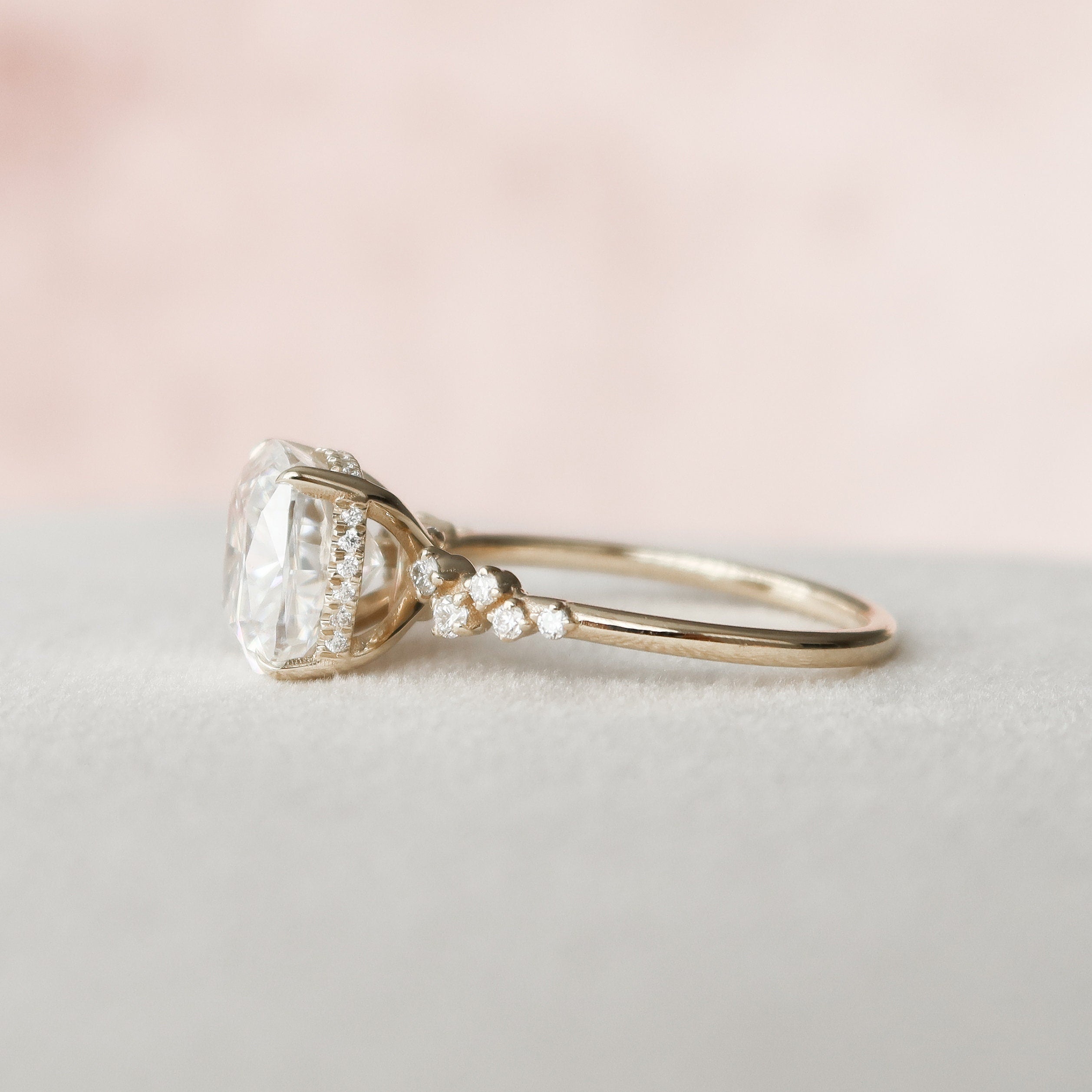 4.0 CT Cushion Cluster Style Moissanite Engagement Ring - crownmoissanite