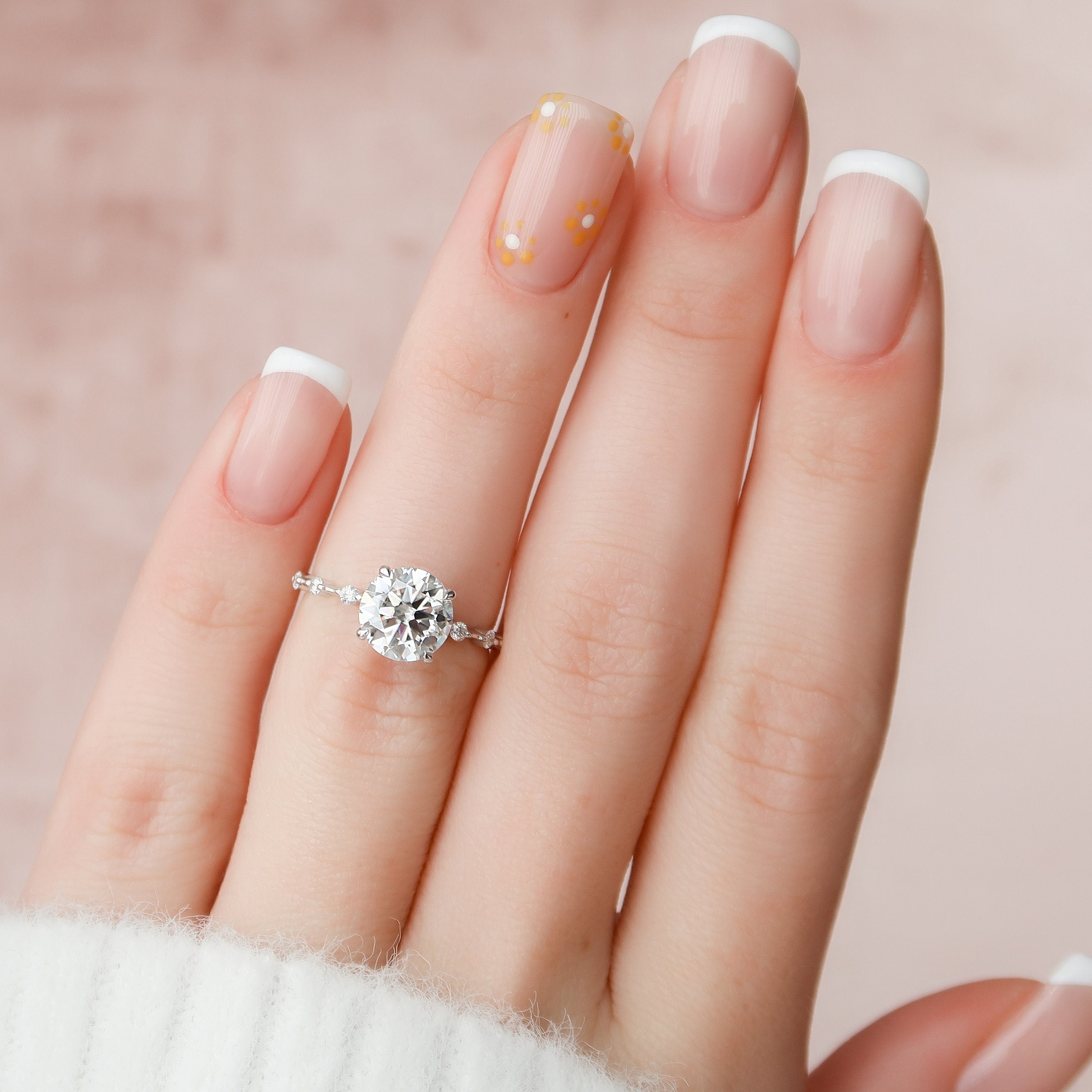 2.0 CT Round Dainty Pave Moissanite Engagement Ring - crownmoissanite