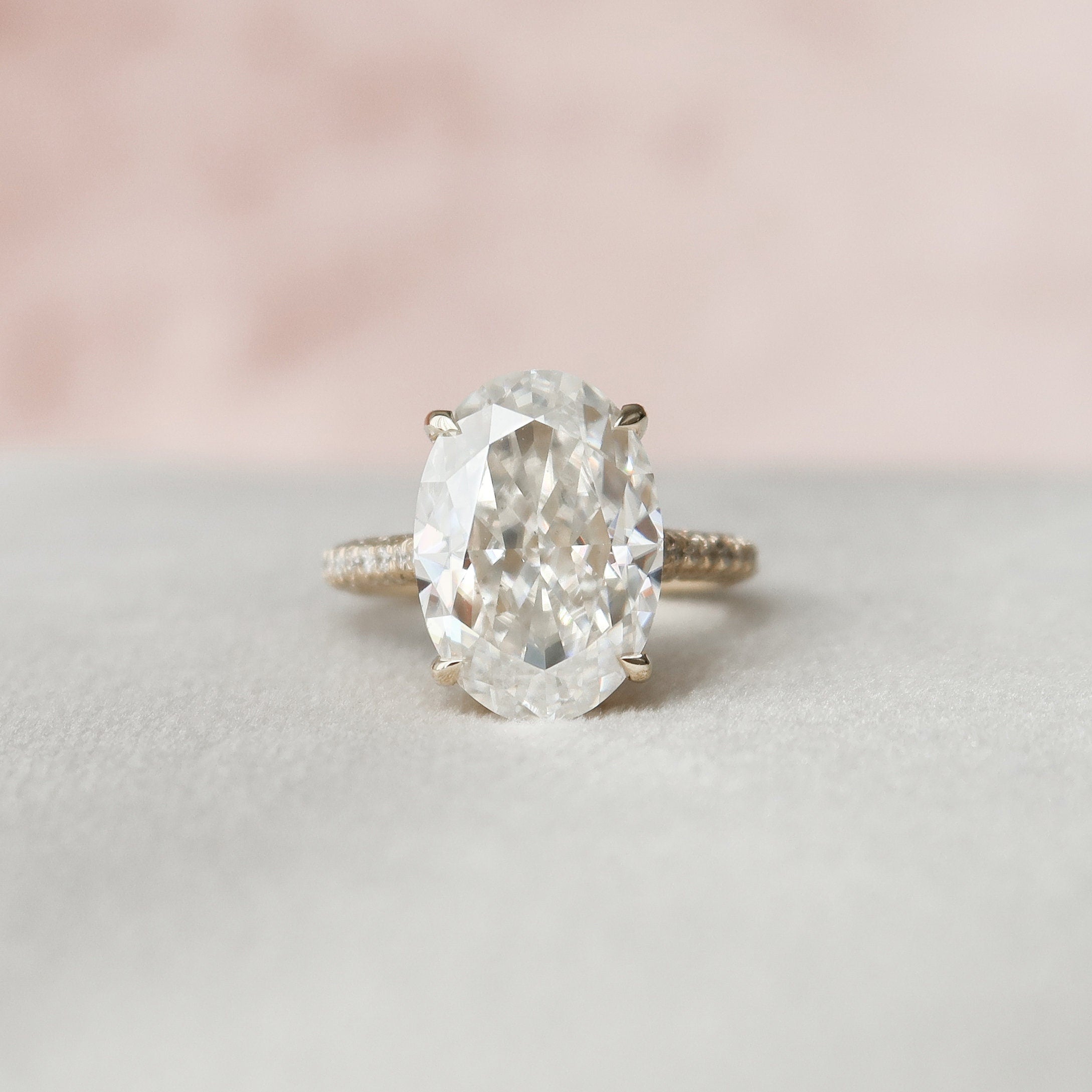 5.0 CT Oval Cut Pave Setting Moissanite Engagement Ring - crownmoissanite