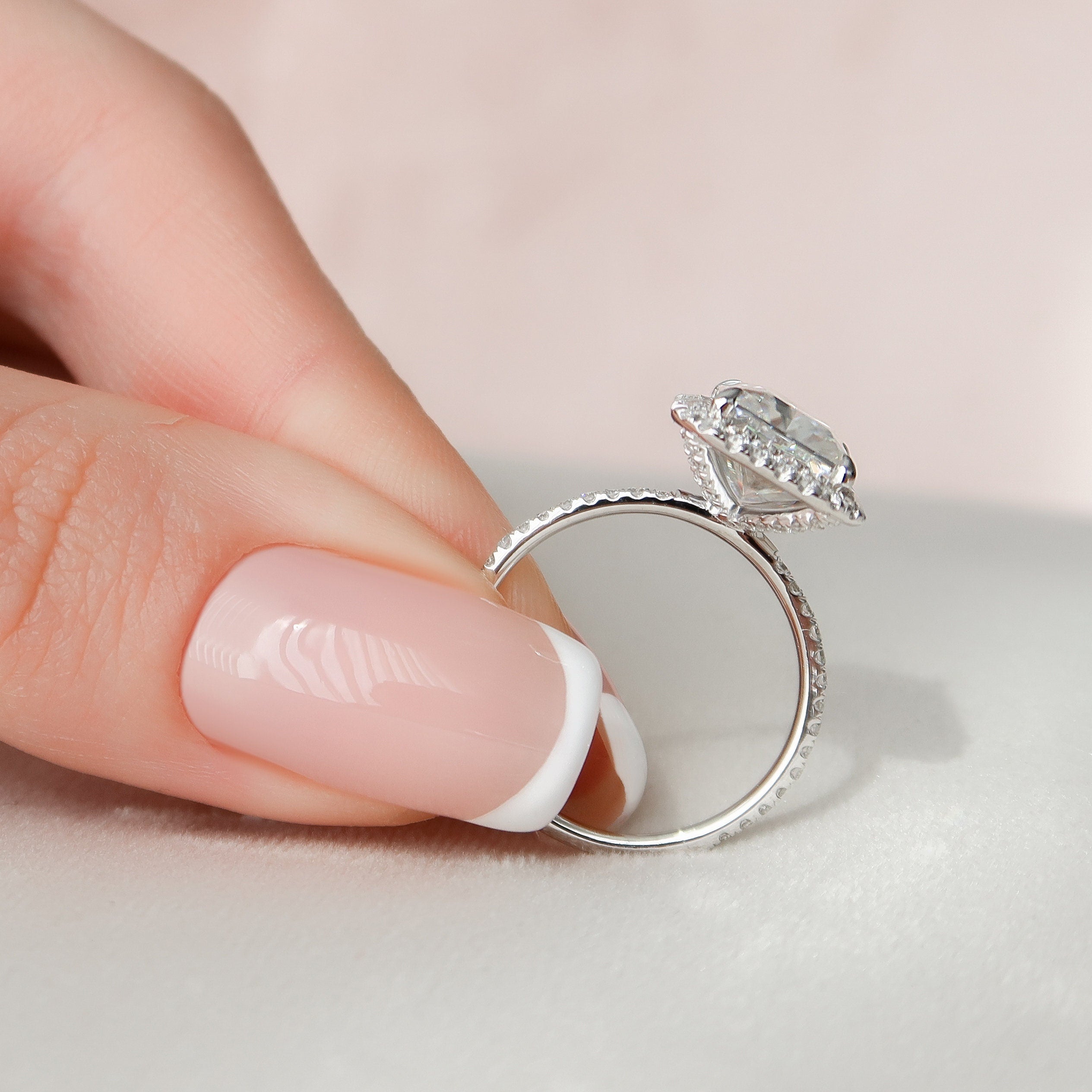 5.0 CT Radiant Halo Style Pave Setting Moissanite Engagement Ring - crownmoissanite