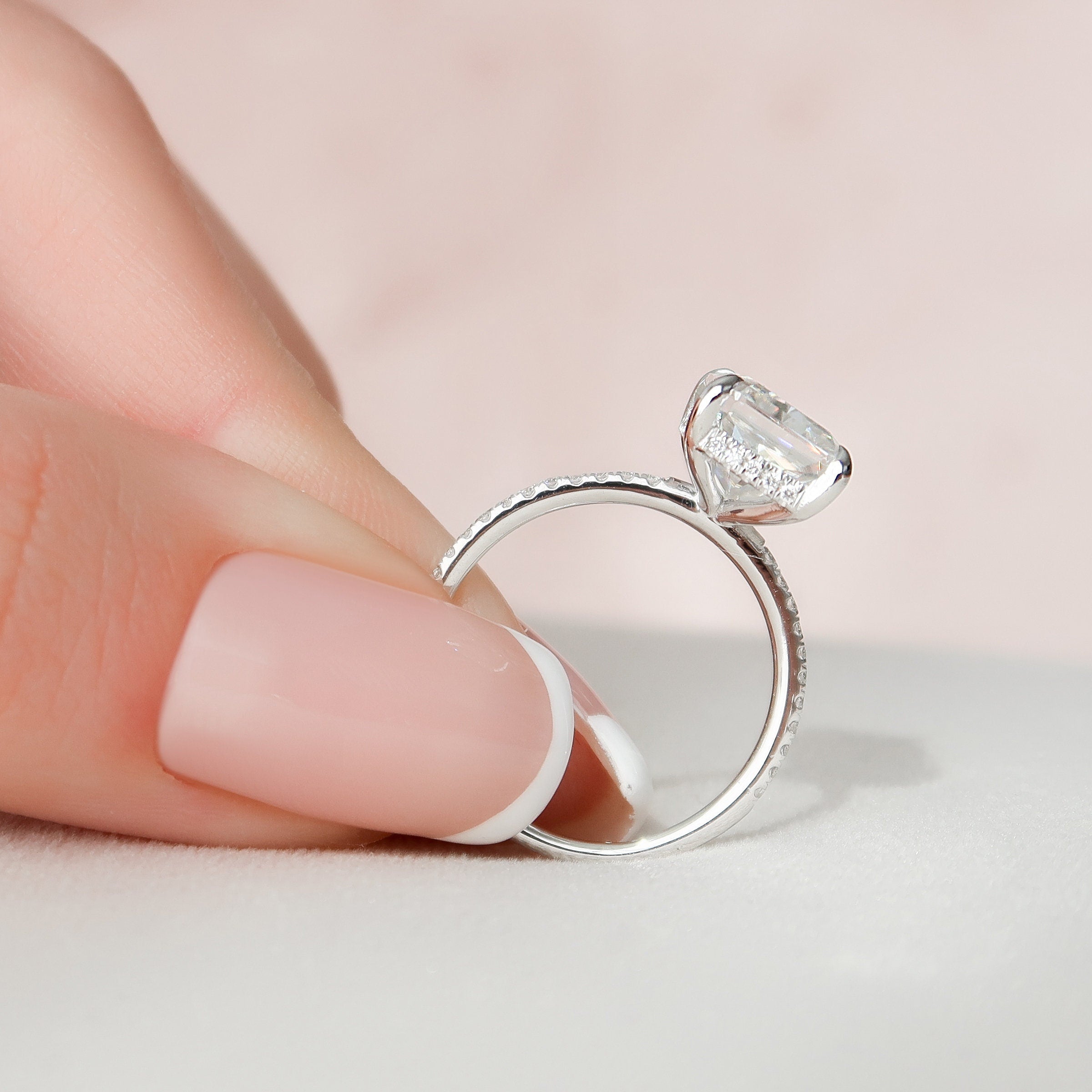 4.5 CT Radiant Hidden Halo Pave Moissanite Engagement Ring - crownmoissanite