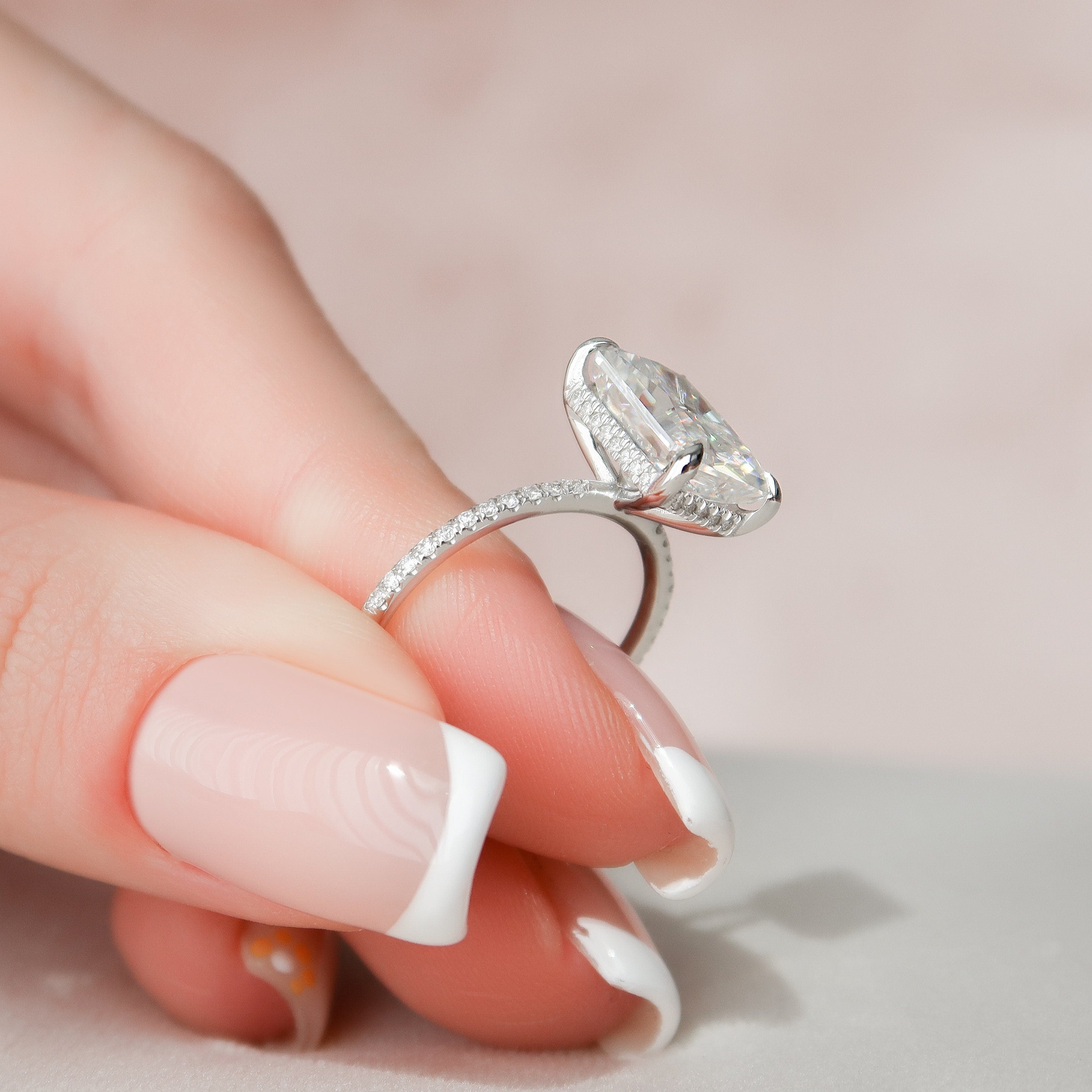4.5 CT Radiant Hidden Halo Pave Moissanite Engagement Ring - crownmoissanite