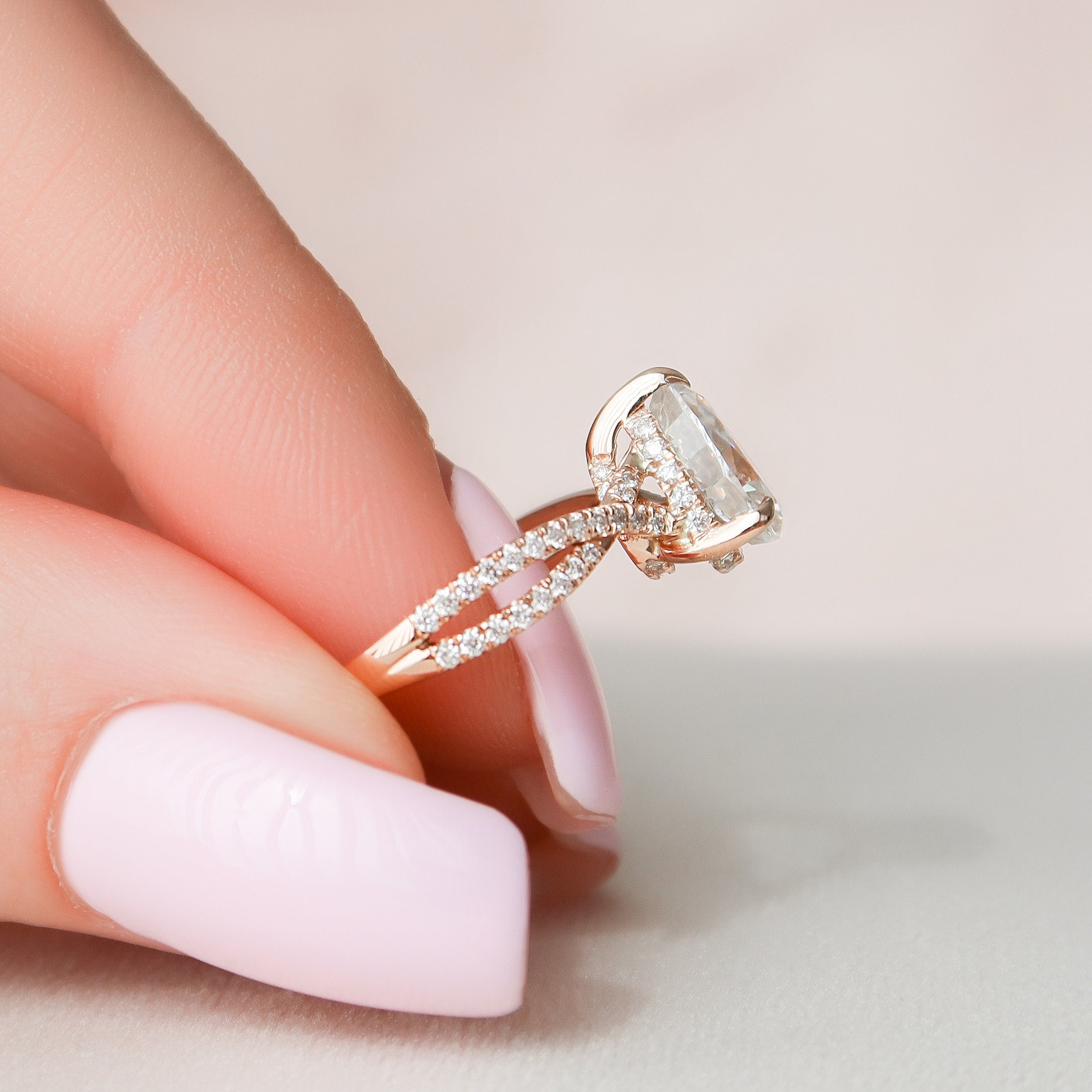 1.0 CT Pear Shaped Moissanite Twisted Pave Engagement Ring - crownmoissanite