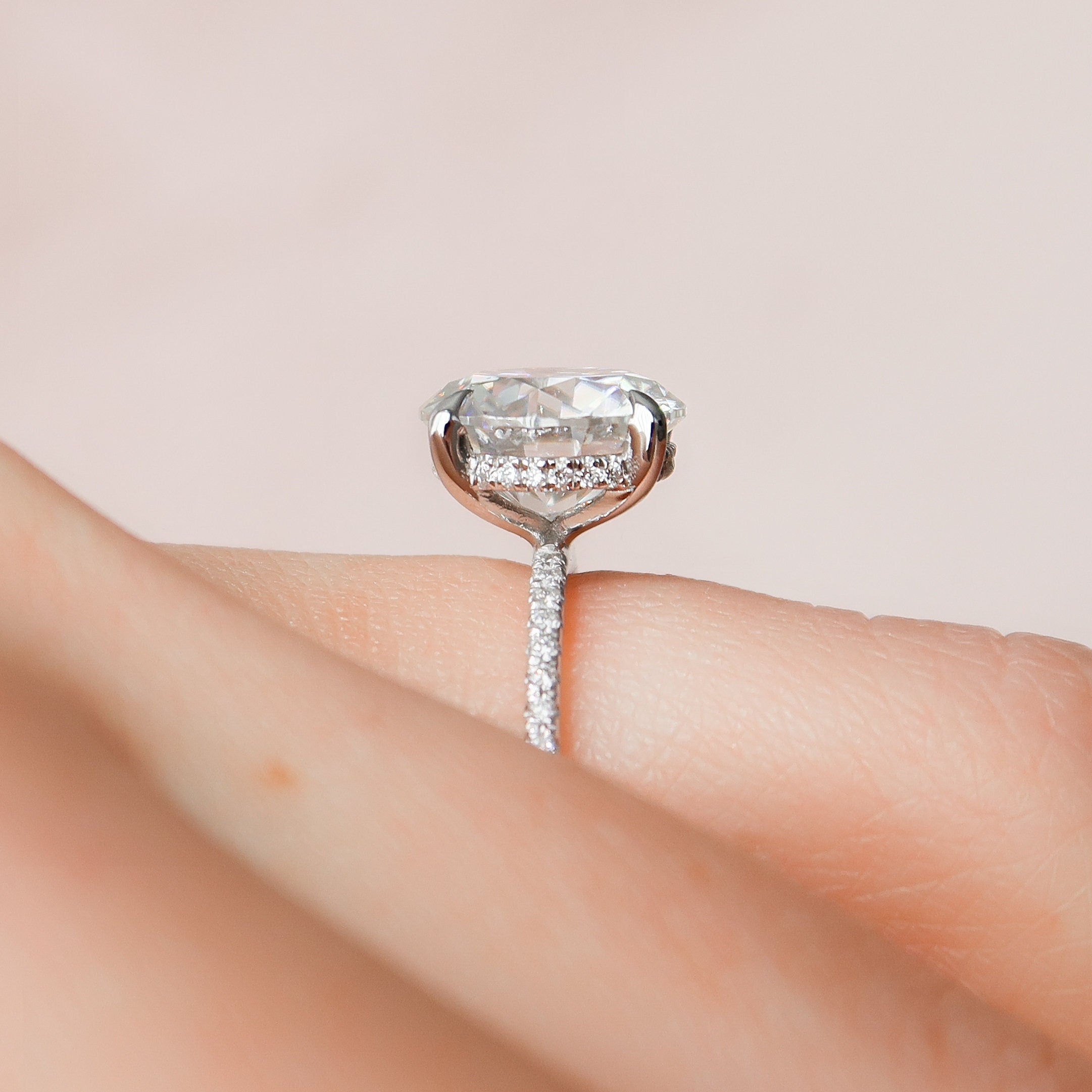 3.50 CT Round Hidden Halo & Pave Setting Moissanite Engagement Ring - crownmoissanite