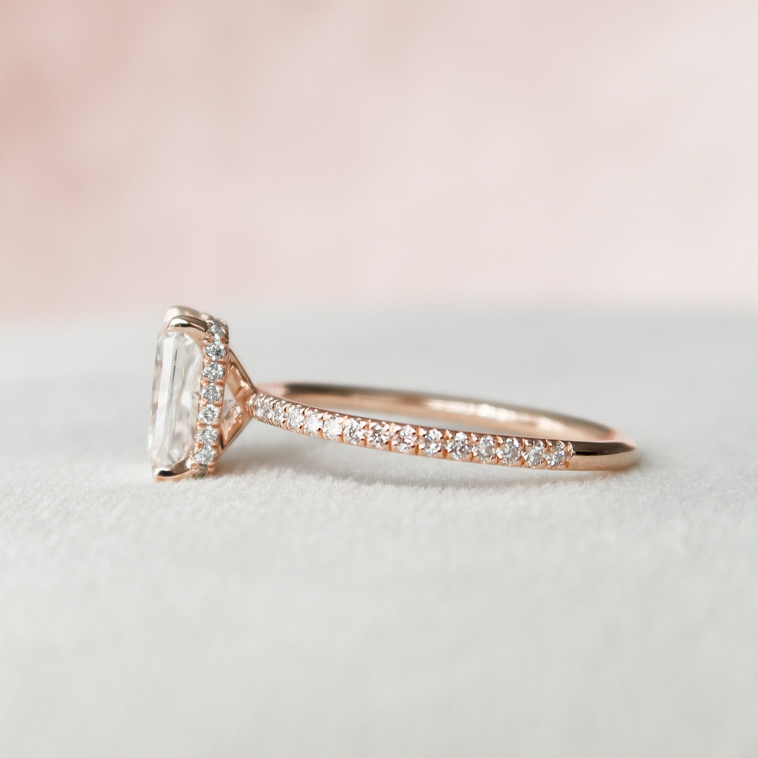 2.0 CT Radiant Hidden Halo & Pave Style Moissanite Engagement Ring - crownmoissanite