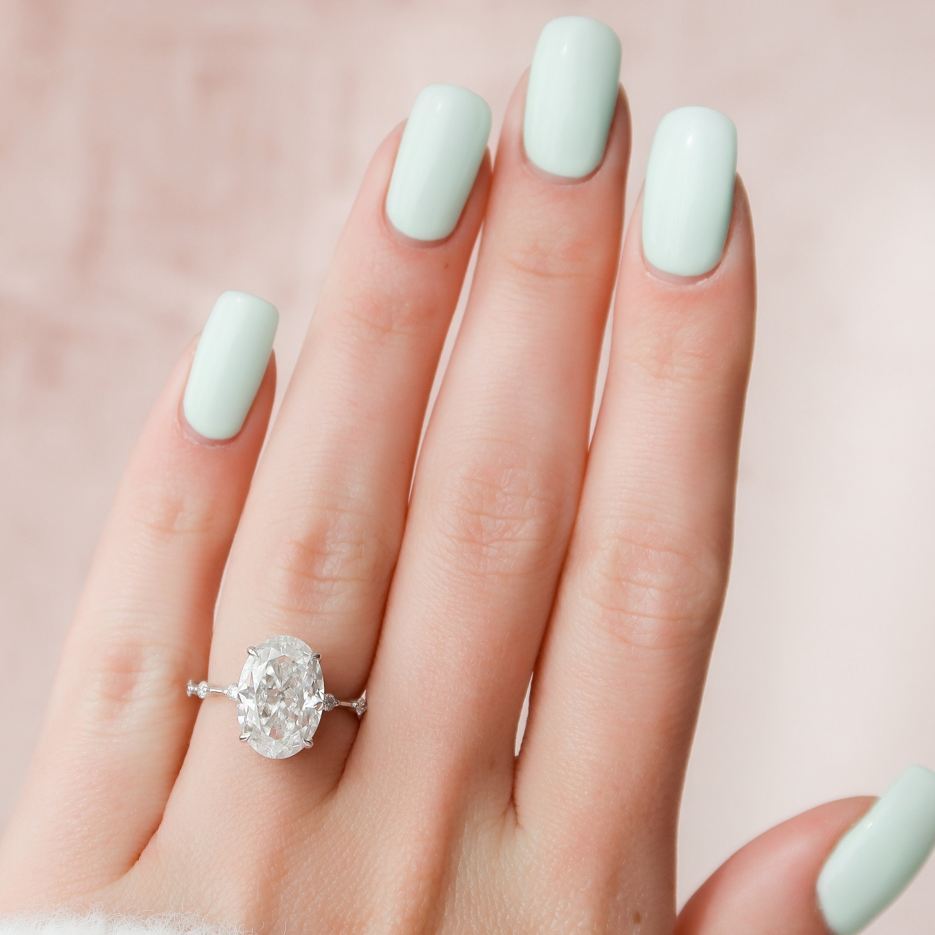 4.5 CT Oval Dainty Pave Style Moissanite Engagement Ring - crownmoissanite
