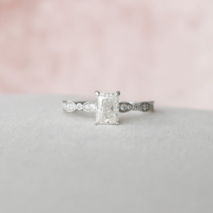 1.0 CT Radiant Shaped Moissanite Solitaire Engagement Ring - crownmoissanite