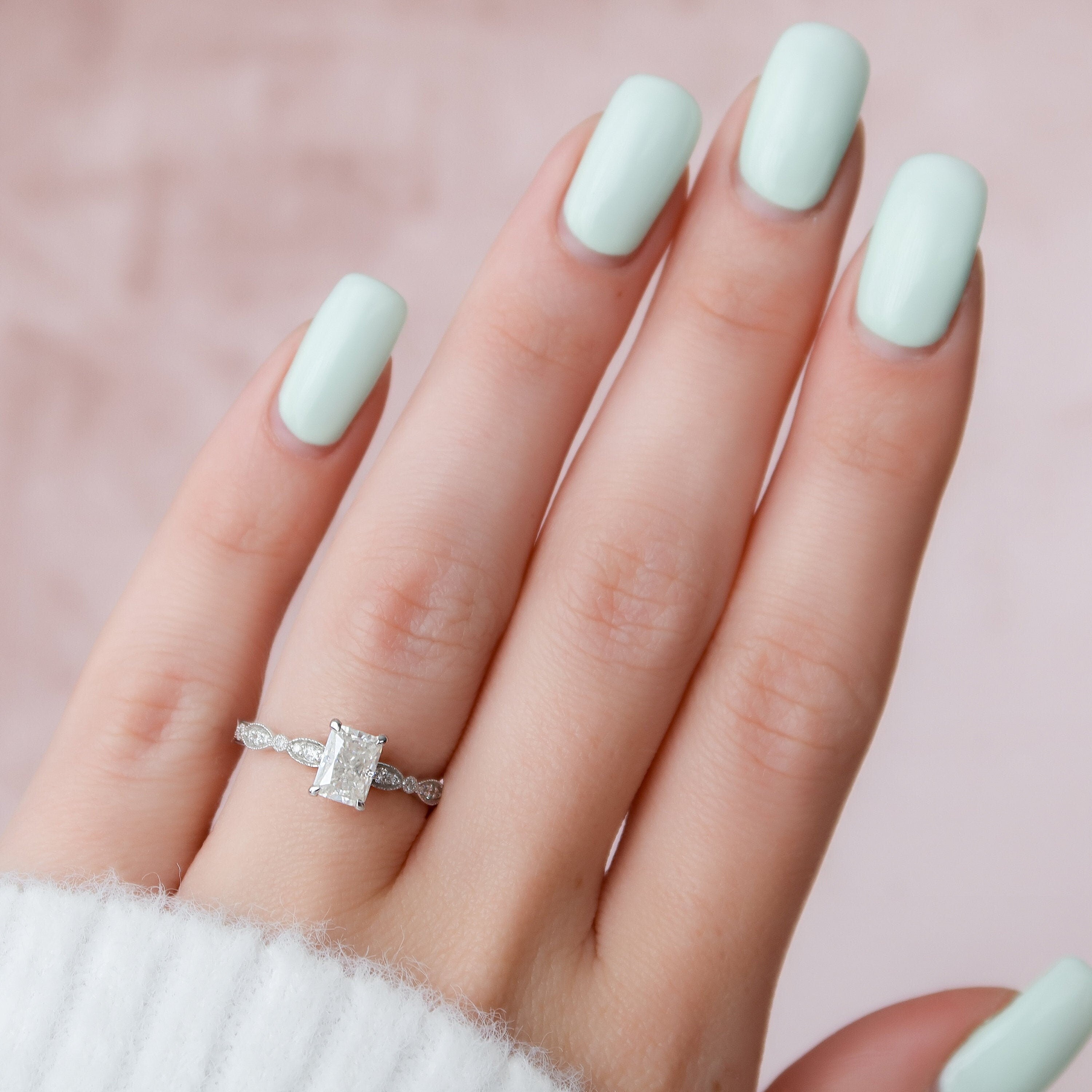 1.0 CT Radiant Shaped Moissanite Solitaire Engagement Ring - crownmoissanite