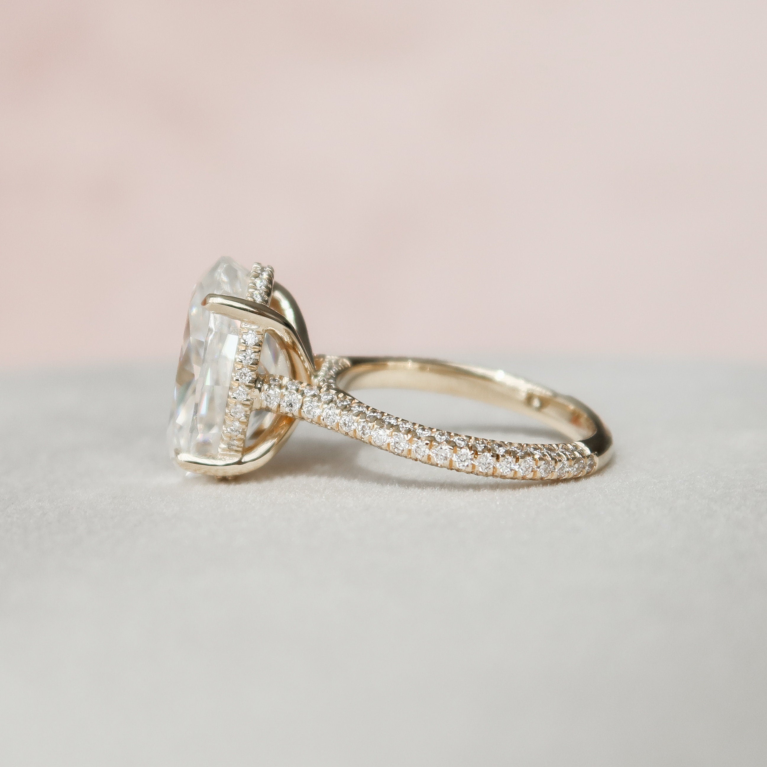 5.0 CT Oval Cut Pave Setting Moissanite Engagement Ring - crownmoissanite