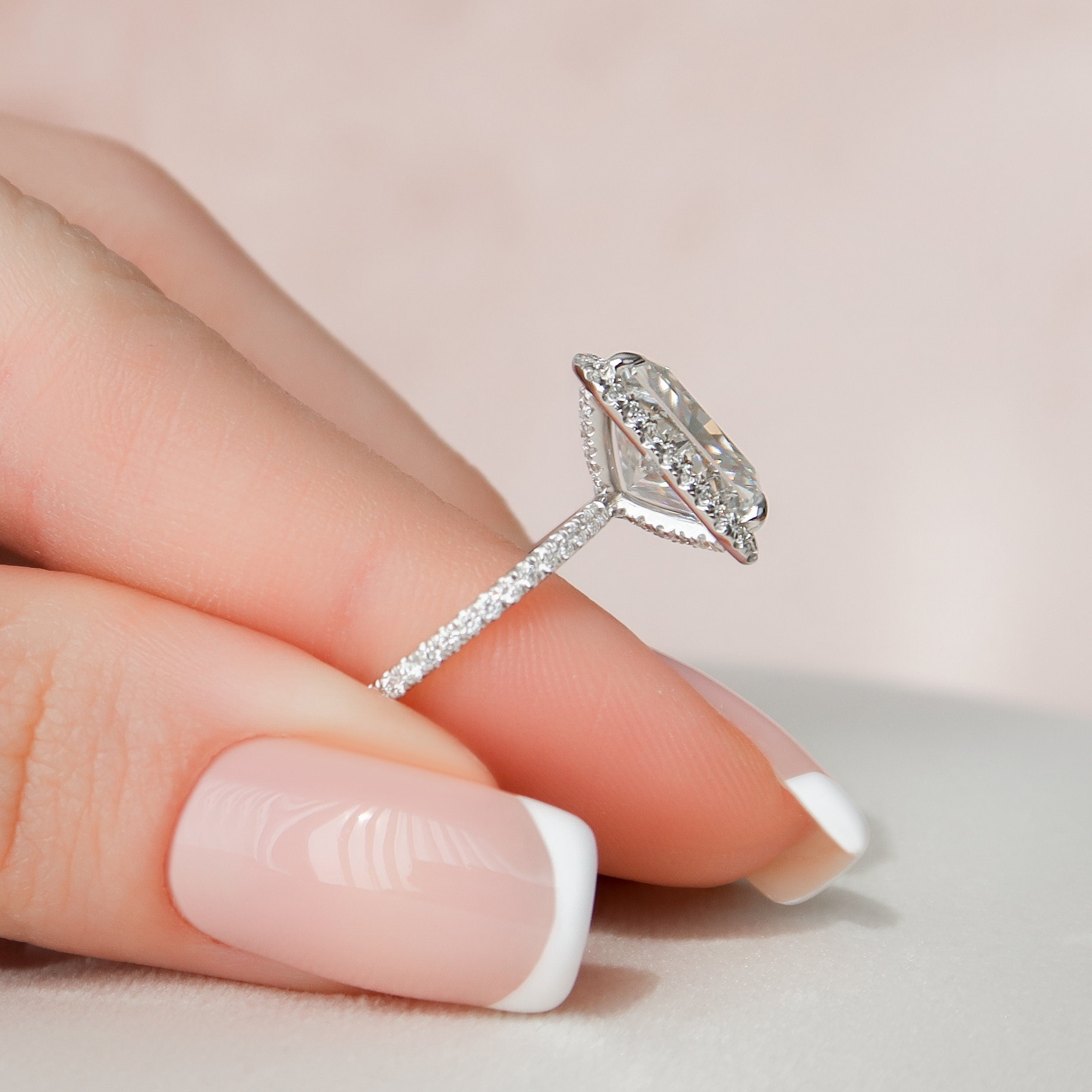 5.0 CT Radiant Halo Style Pave Setting Moissanite Engagement Ring - crownmoissanite