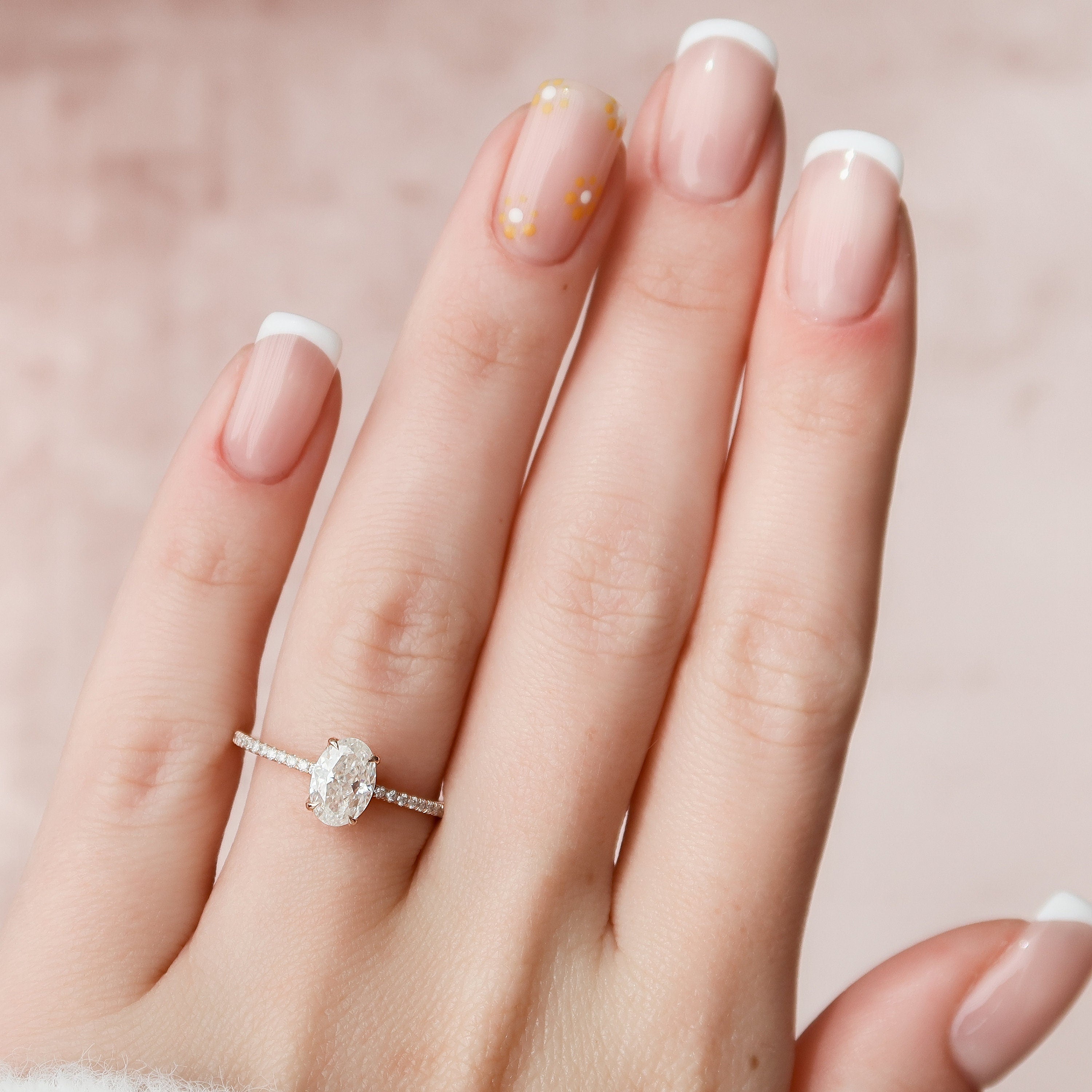 1.0 CT Oval Shaped Moissanite Hidden Halo Engagement Ring - crownmoissanite