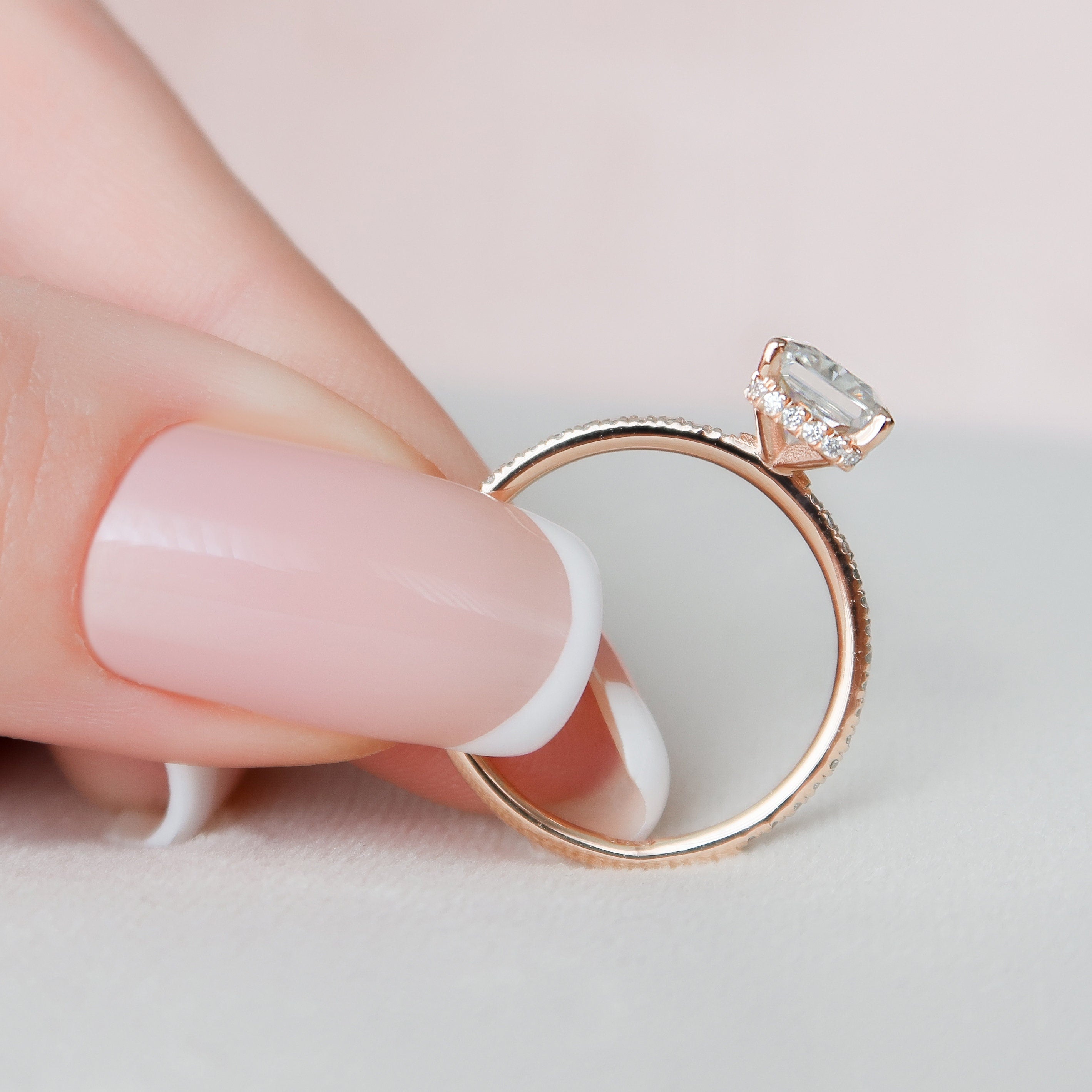 2.0 CT Radiant Hidden Halo & Pave Style Moissanite Engagement Ring - crownmoissanite