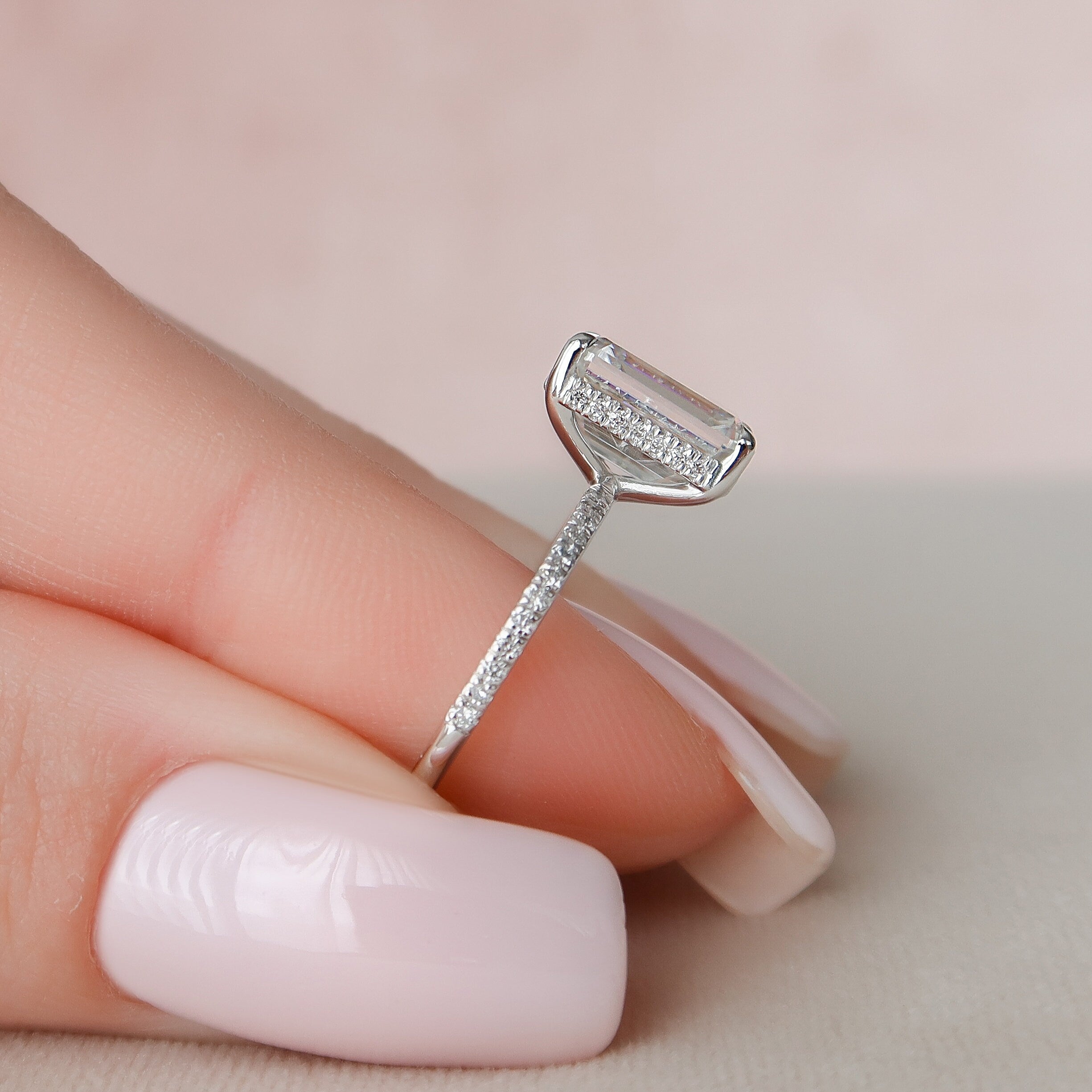 3.0 CT Oval Hidden Halo & Pave Moissanite Engagement Ring - crownmoissanite