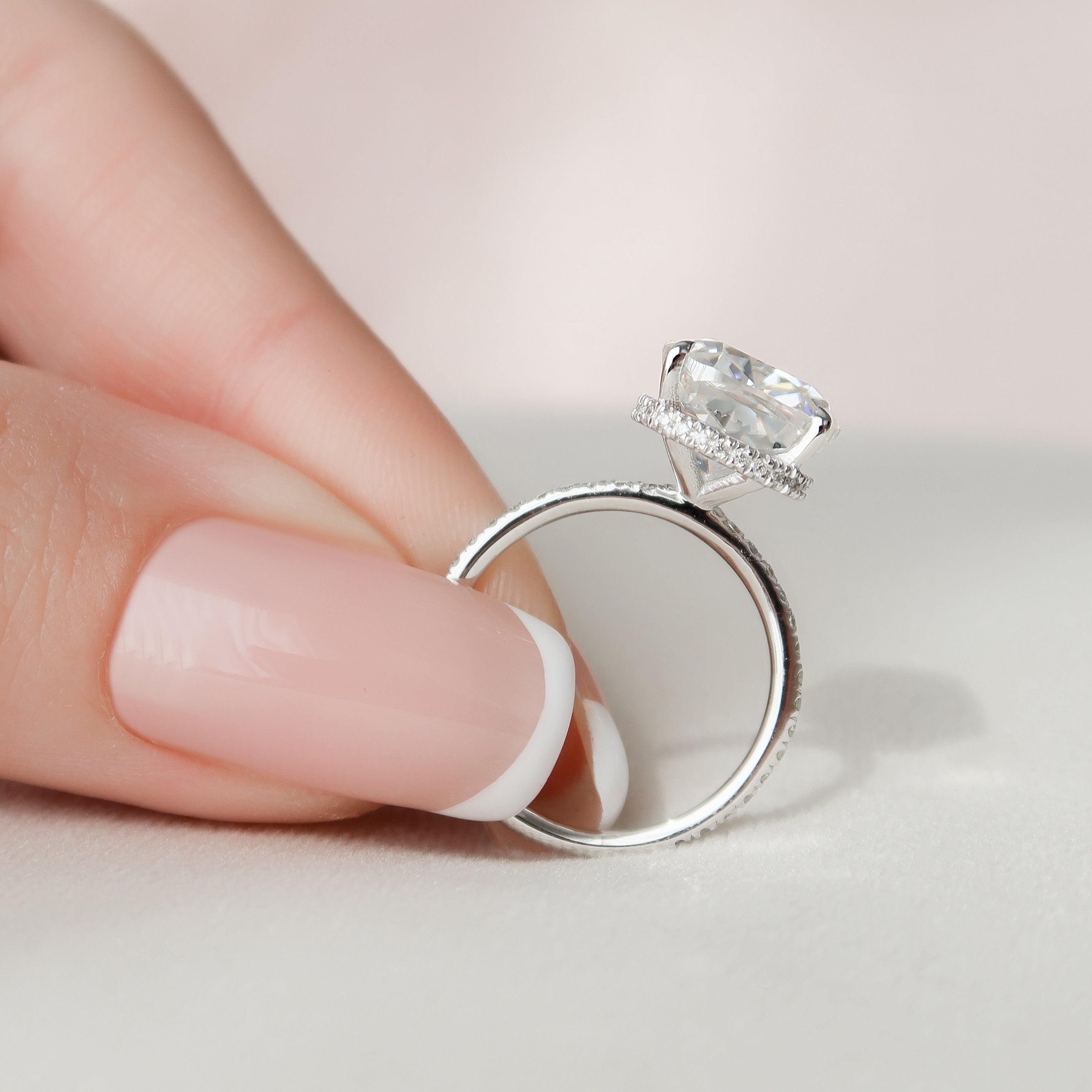 4.5 CT Cushion Hidden Halo & Pave Moissanite Engagement Ring - crownmoissanite