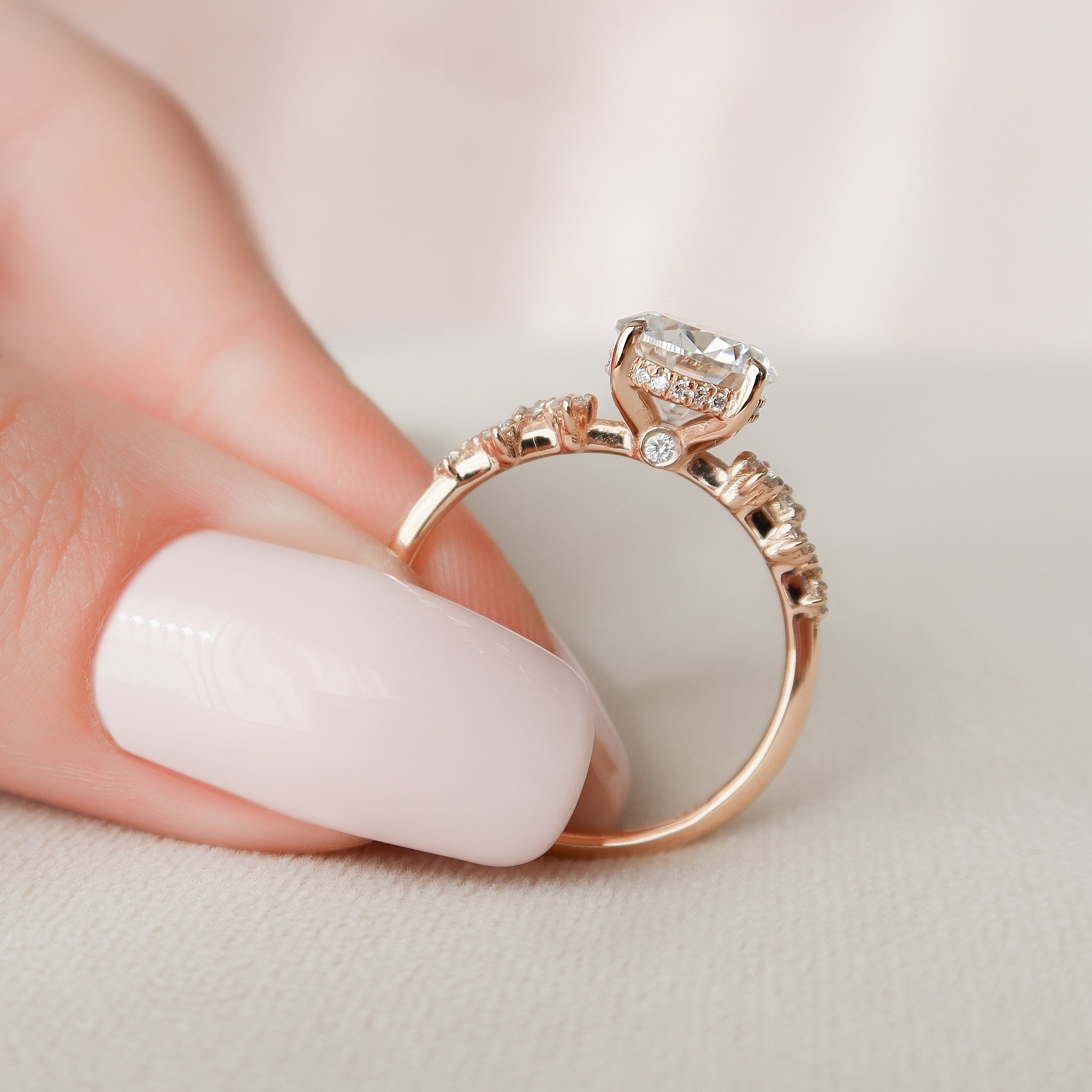 2.0 CT Round Shaped Moissanite Hidden Halo Engagement Ring - crownmoissanite