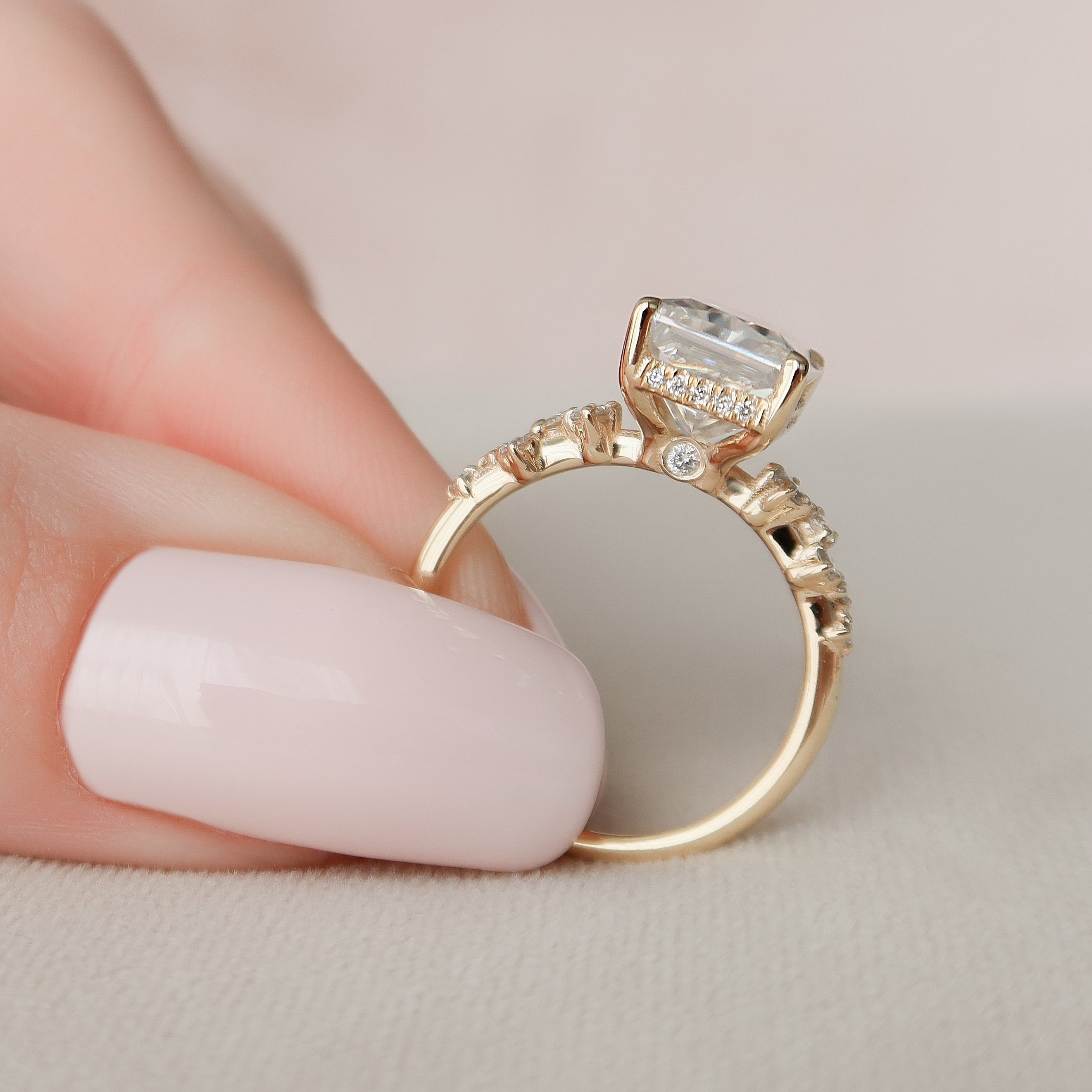 3.5 CT Radiant Cut Cluster Style Moissanite Engagement Ring - crownmoissanite