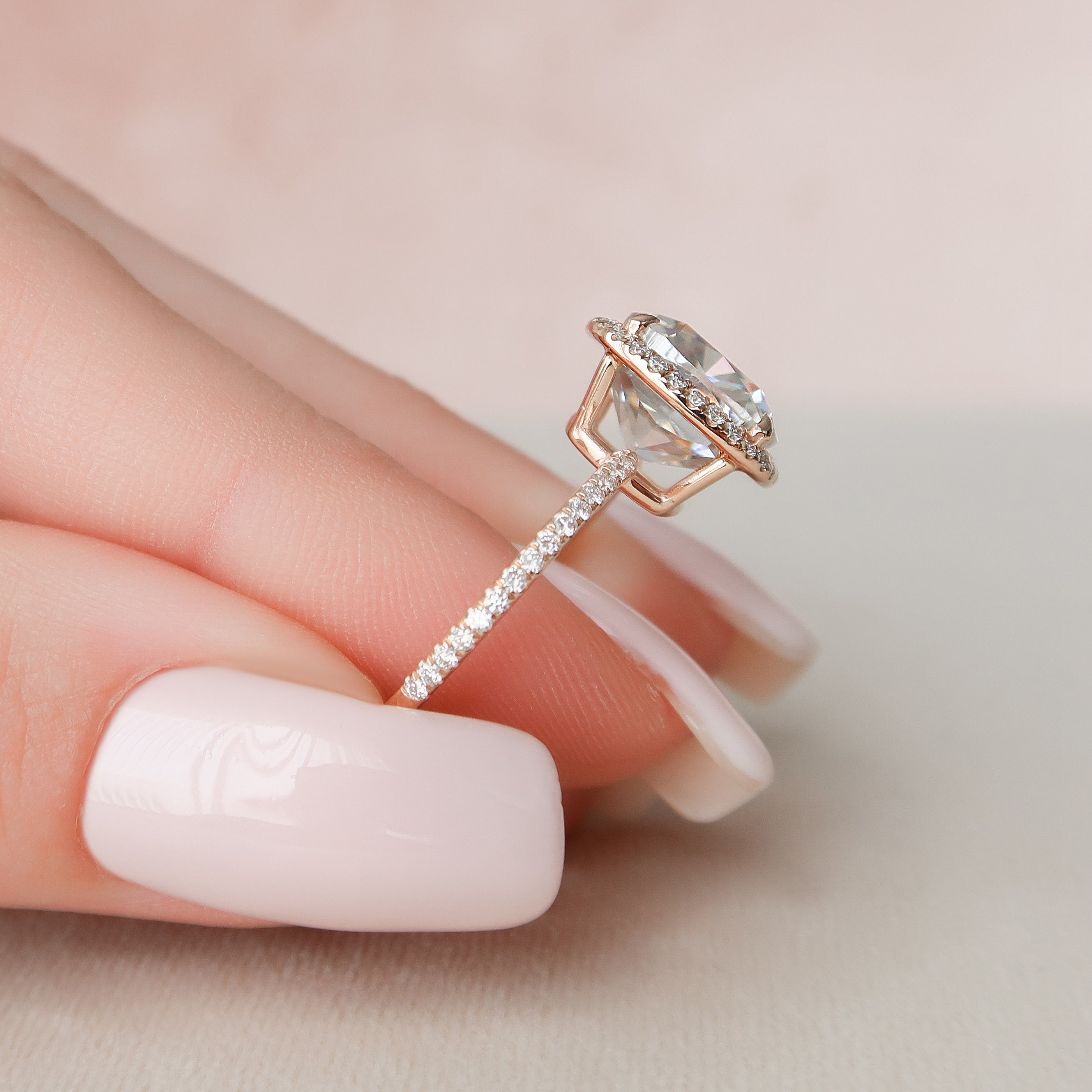 5.0 CT Cushion Halo & Pave Moissanite Engagement Ring - crownmoissanite