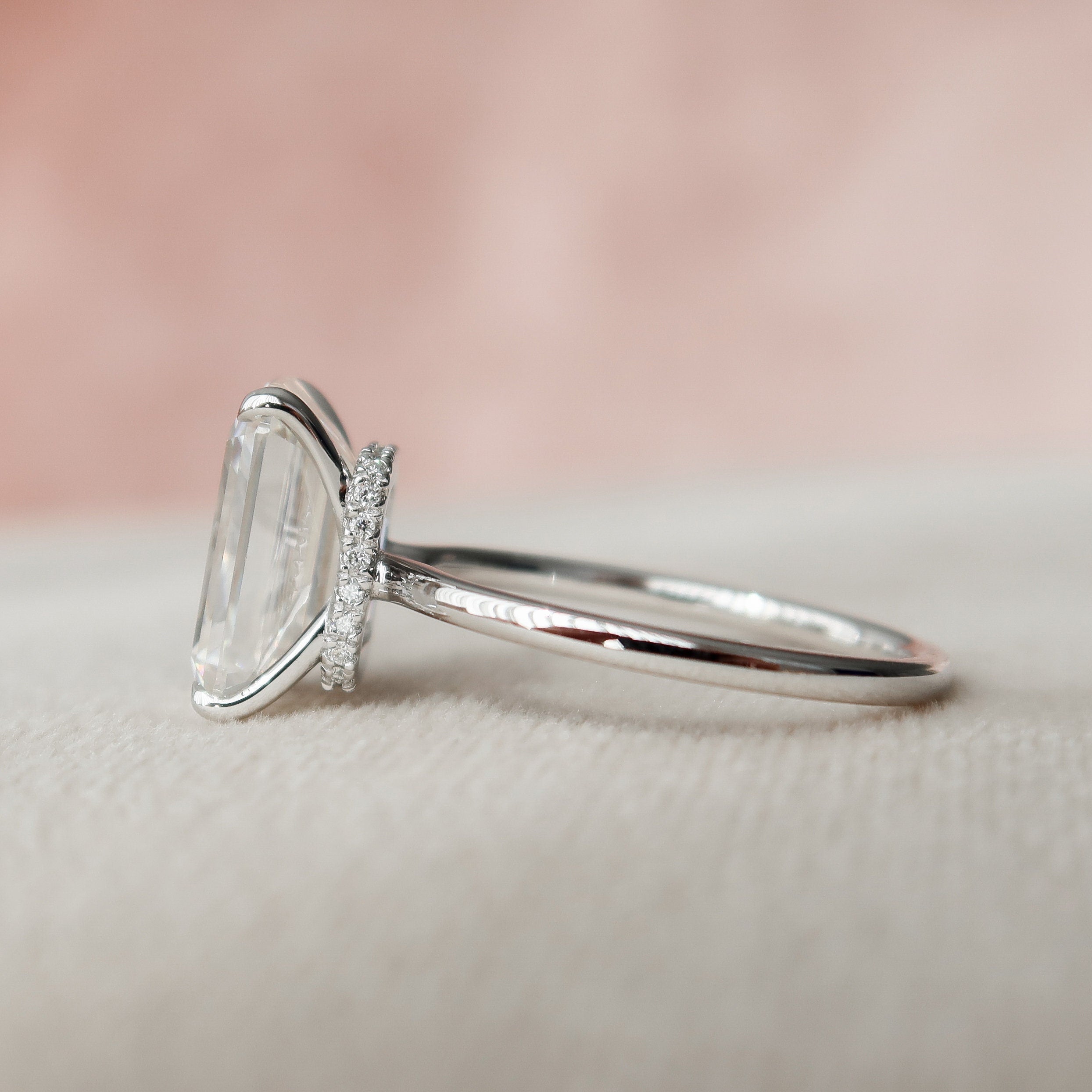 5.0 CT Emerald Cut Solitaire Style Moissanite Engagement Ring - crownmoissanite