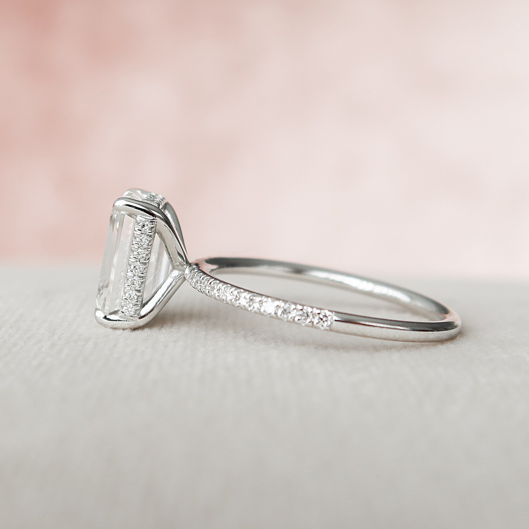 3.0 CT Oval Hidden Halo & Pave Moissanite Engagement Ring - crownmoissanite