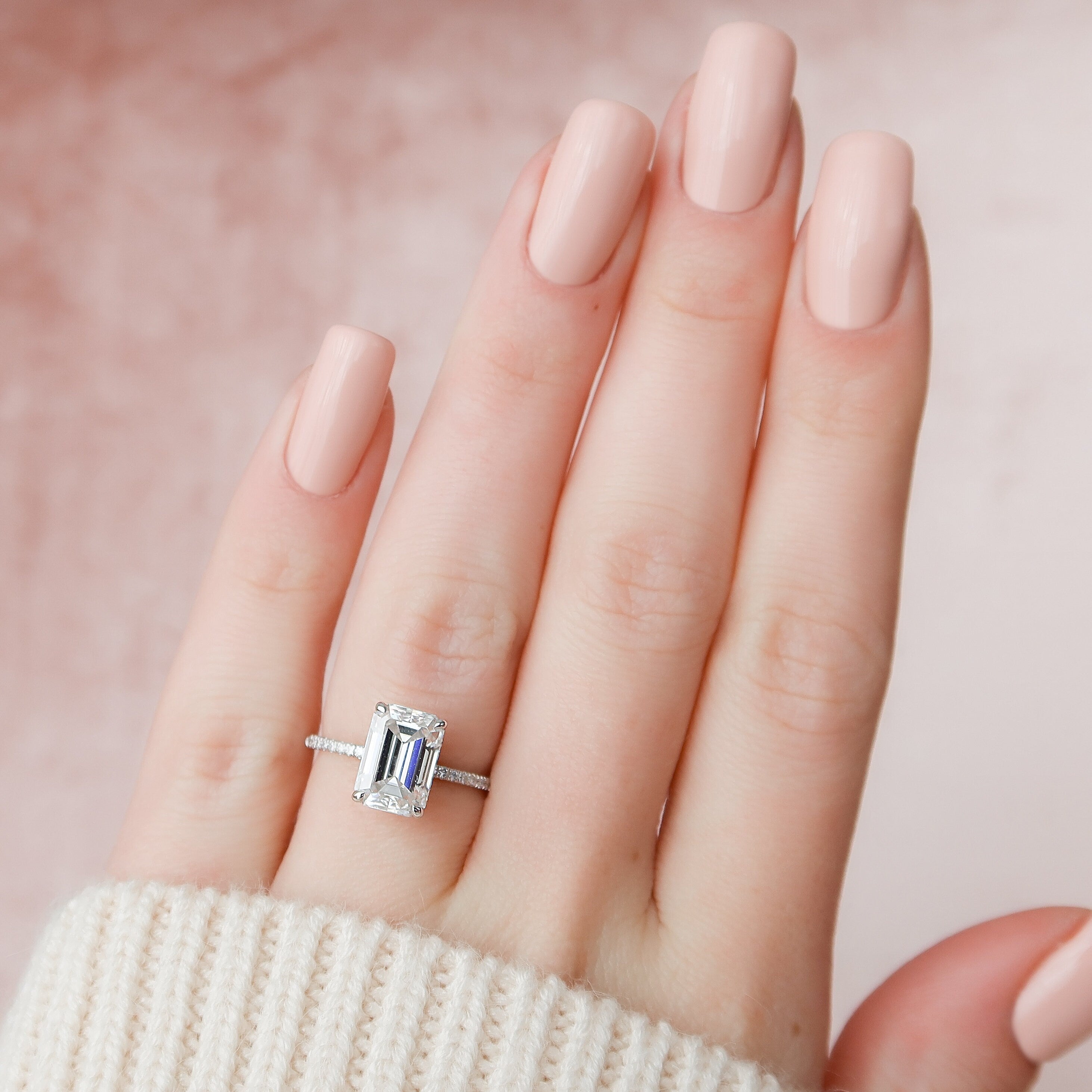 3.0 CT Oval Hidden Halo & Pave Moissanite Engagement Ring - crownmoissanite