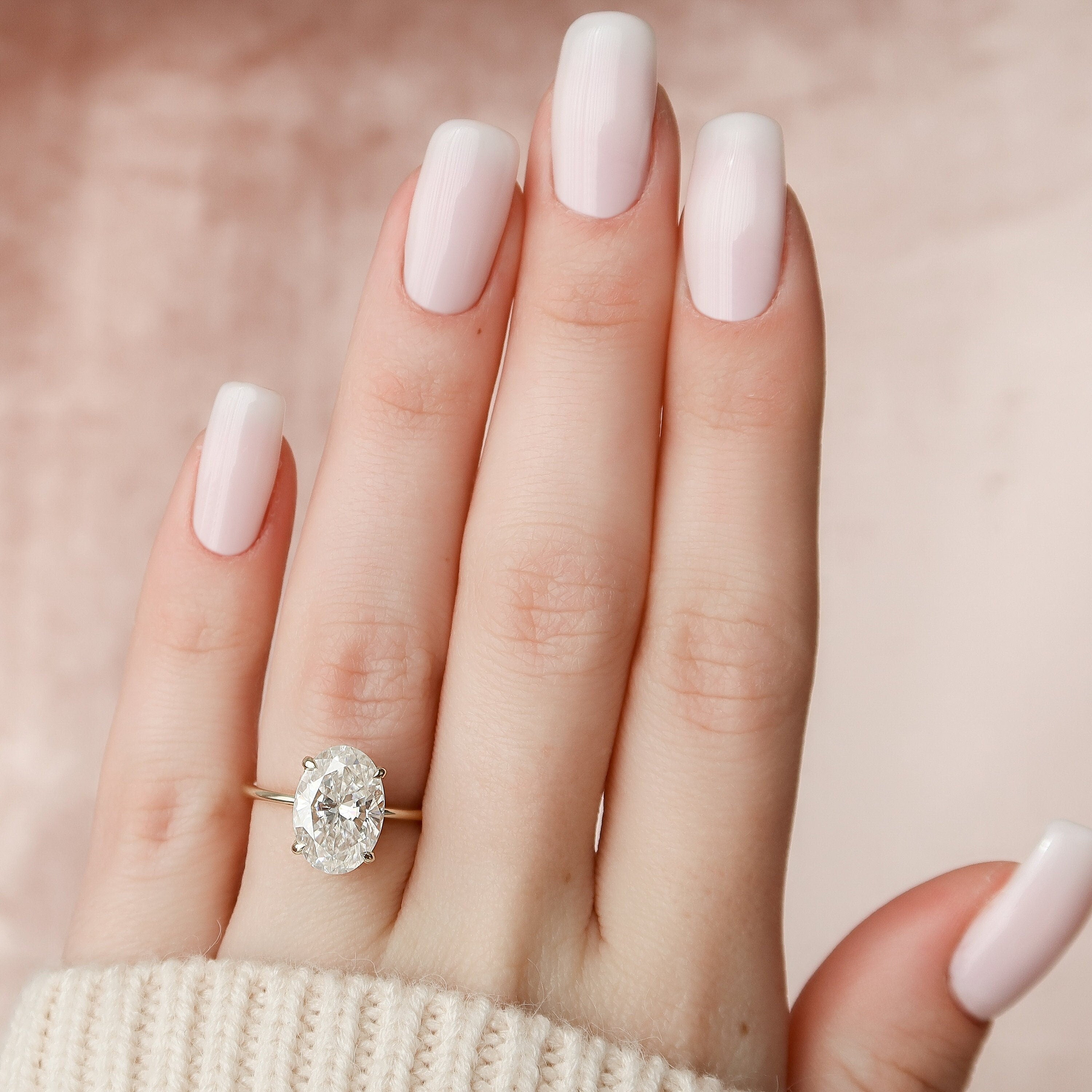 3.5 CT Oval Cut Solitaire Hidden Halo Moissanite Engagement Ring - crownmoissanite