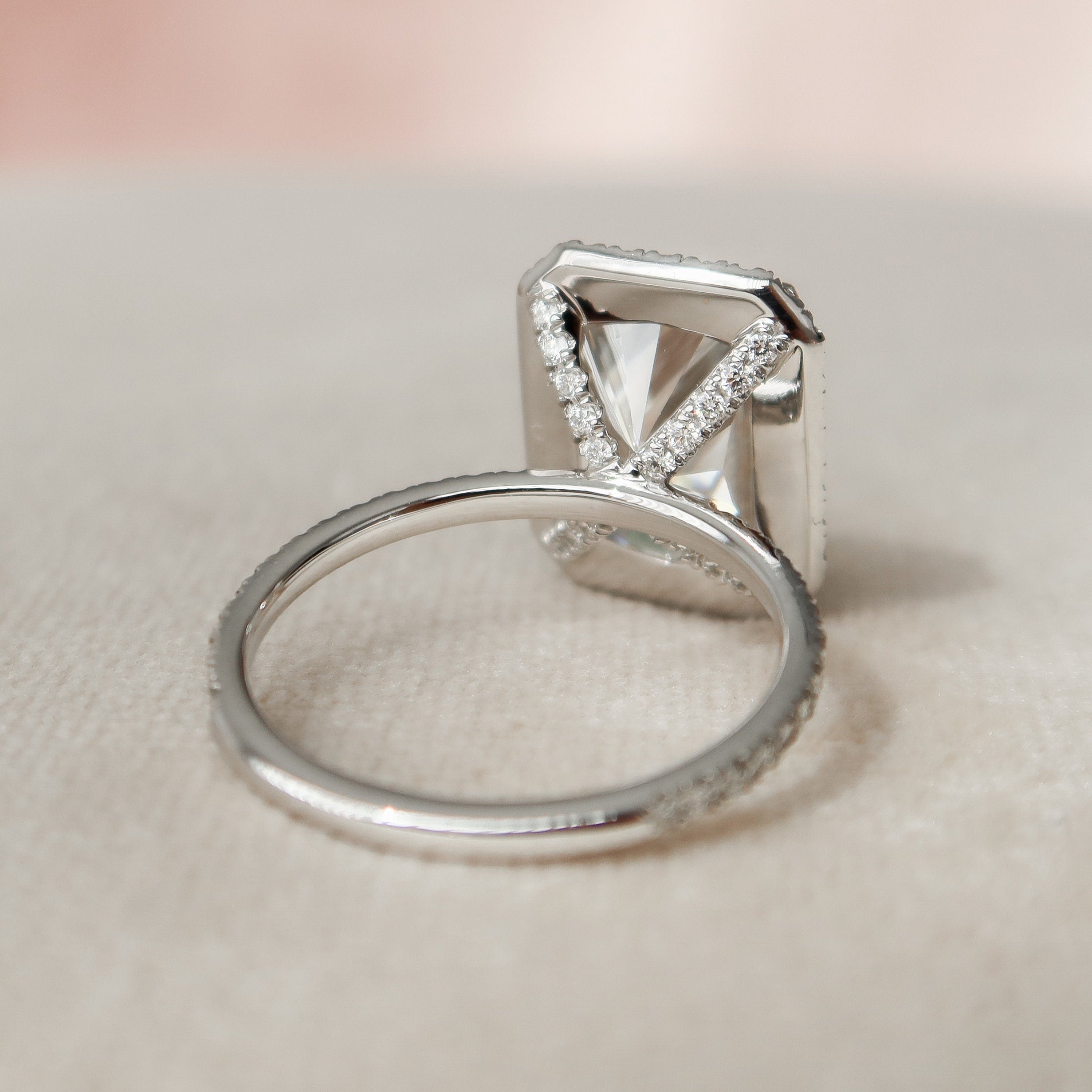 5.0 CT Radiant Halo Style Pave Setting Moissanite Engagement Ring - crownmoissanite