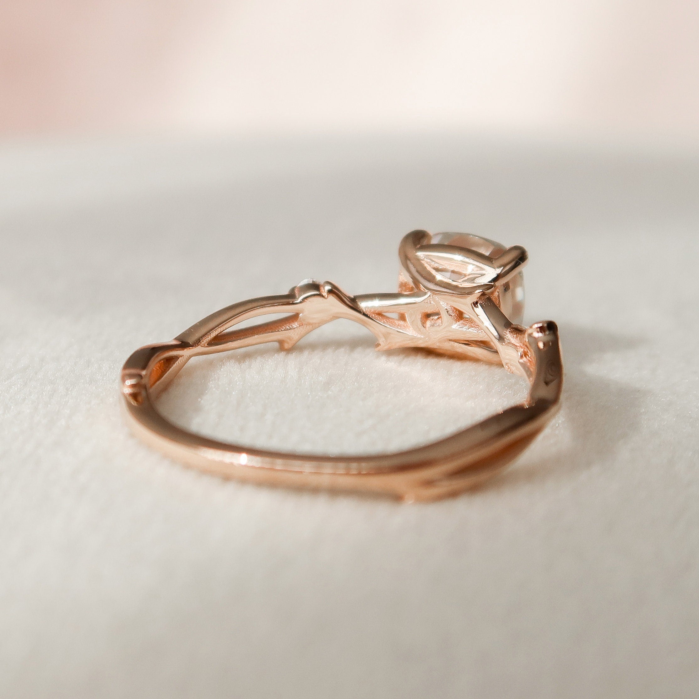 1.50 CT Cushion Shaped Moissanite Twig Style Engagement Ring - crownmoissanite