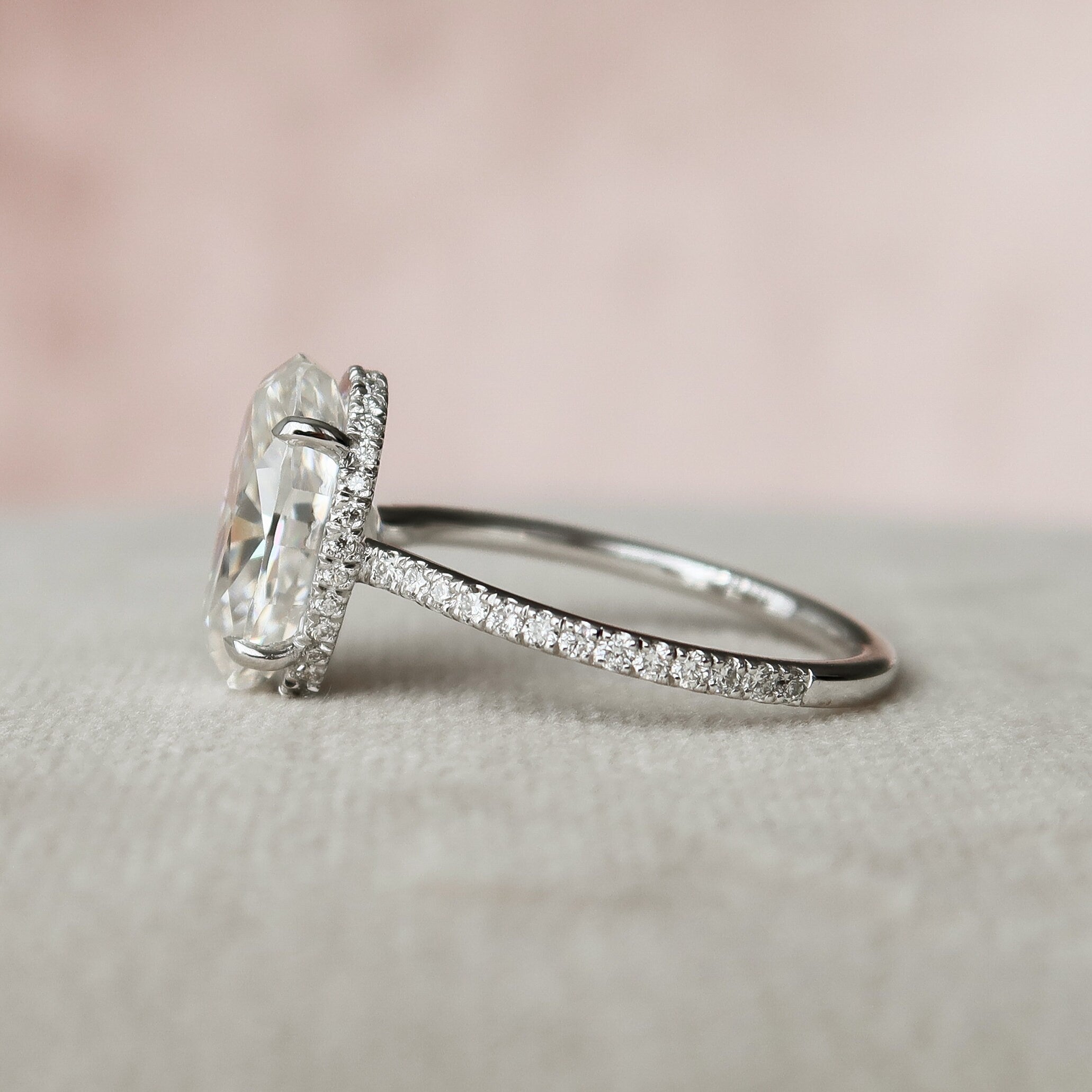 3.5 CT Oval Cut Pave Setting Moissanite Engagement Ring - crownmoissanite