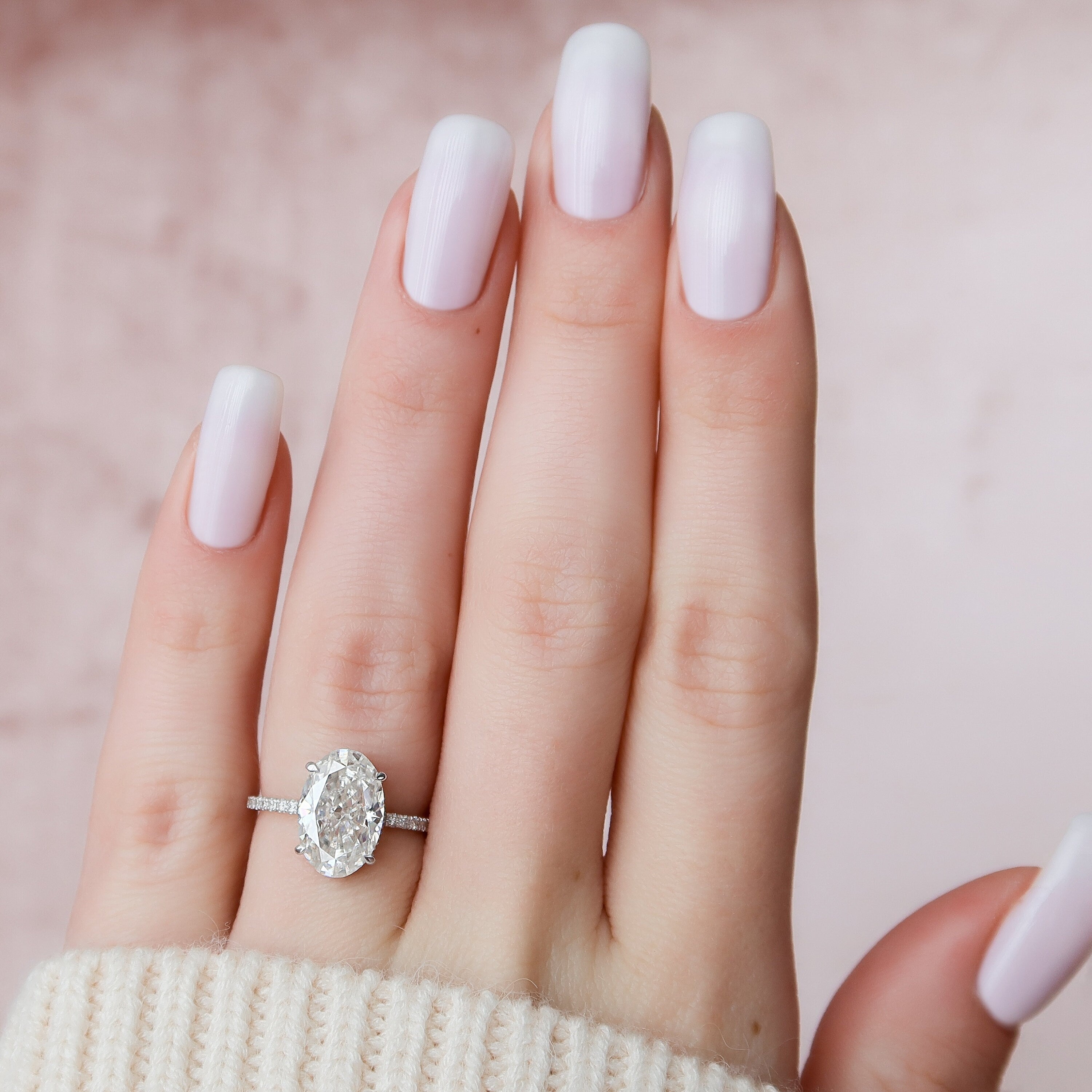 3.5 CT Oval Cut Pave Setting Moissanite Engagement Ring - crownmoissanite