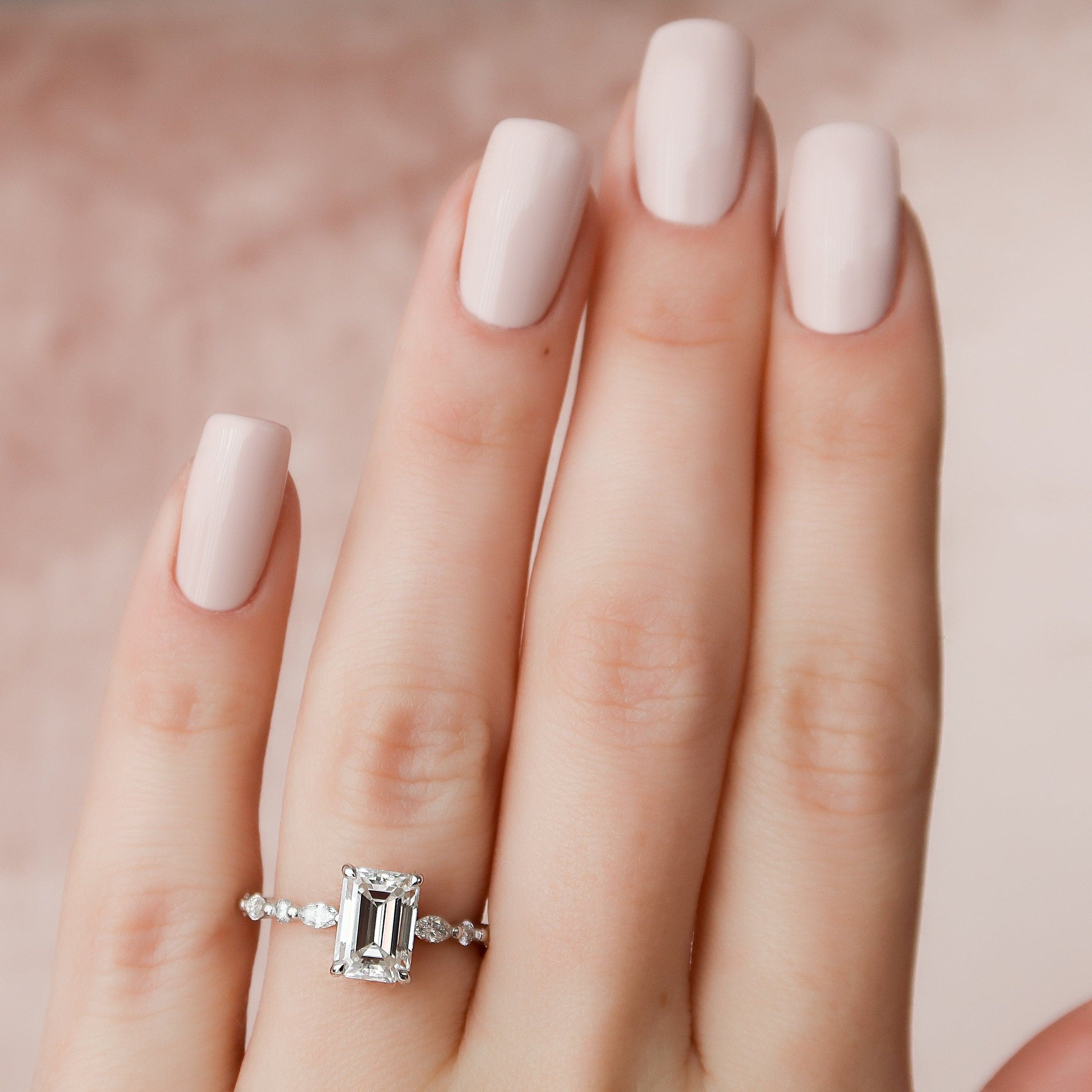 2.0 Emerald Hidden Halo & Pave Setting Moissanite Engagement Ring - crownmoissanite