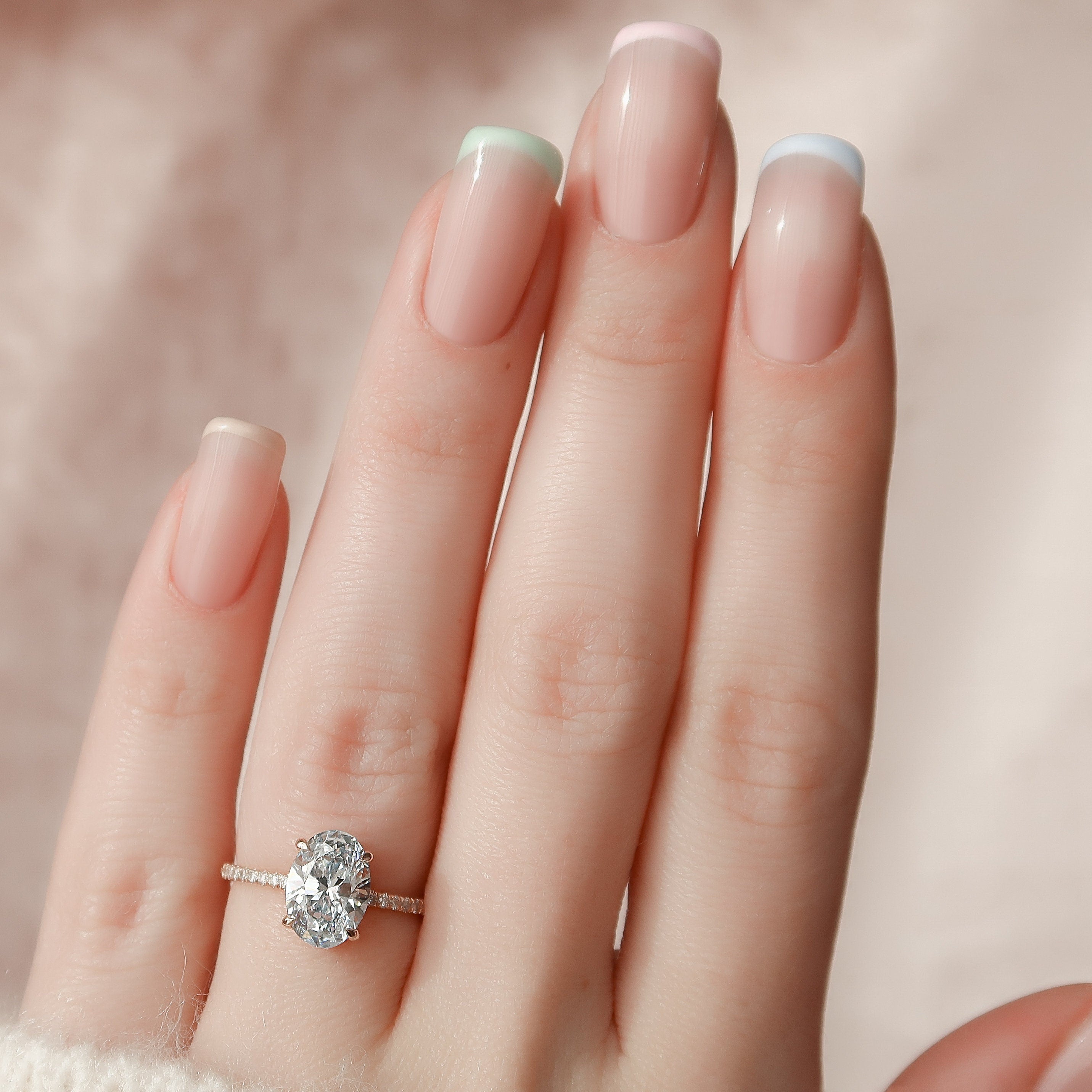 2.0 CT Oval Pave & Hidden Halo Style Moissanite Engagement Ring - crownmoissanite