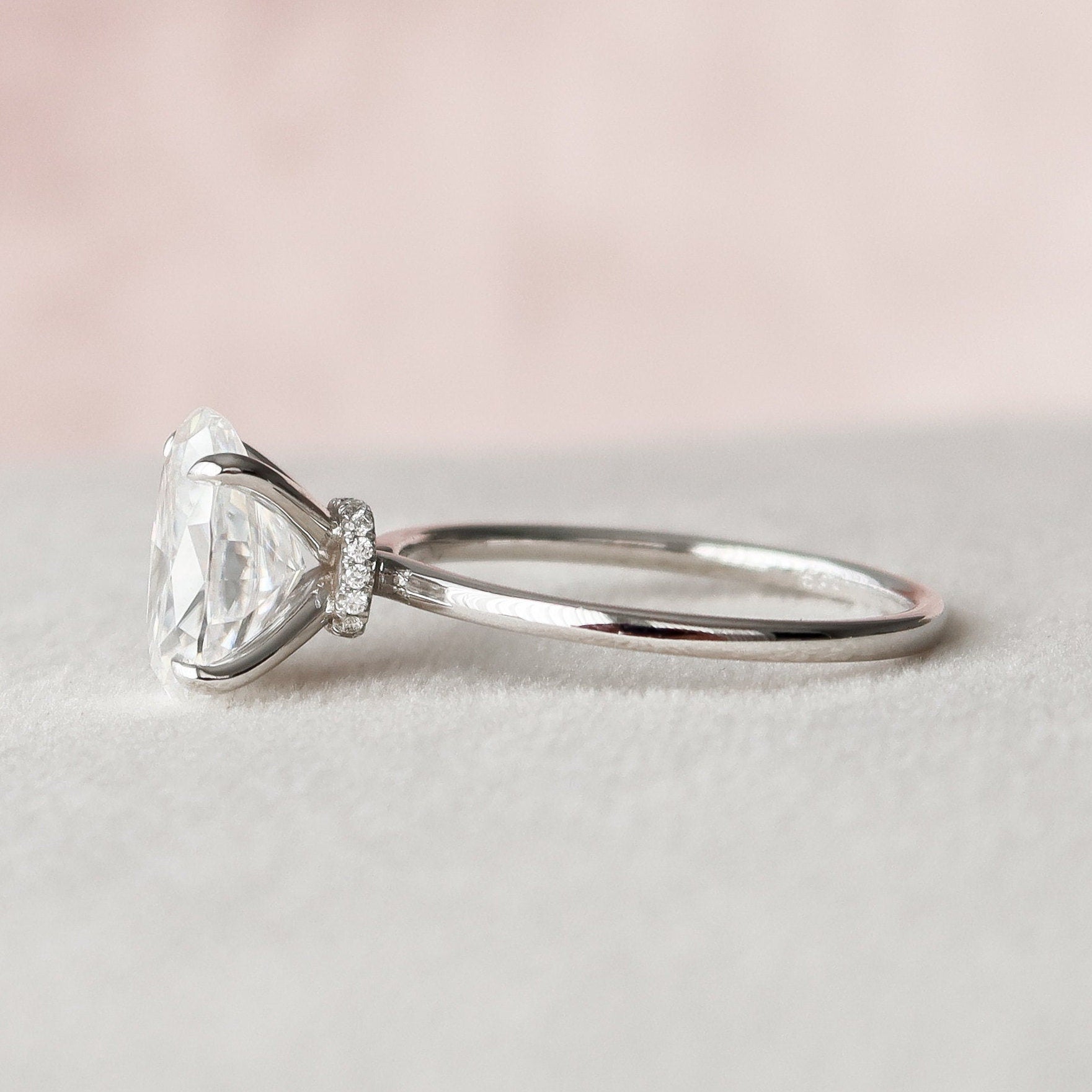 3.0 CT Oval Hidden Halo & Solitaire Style Moissanite Engagement Ring - crownmoissanite