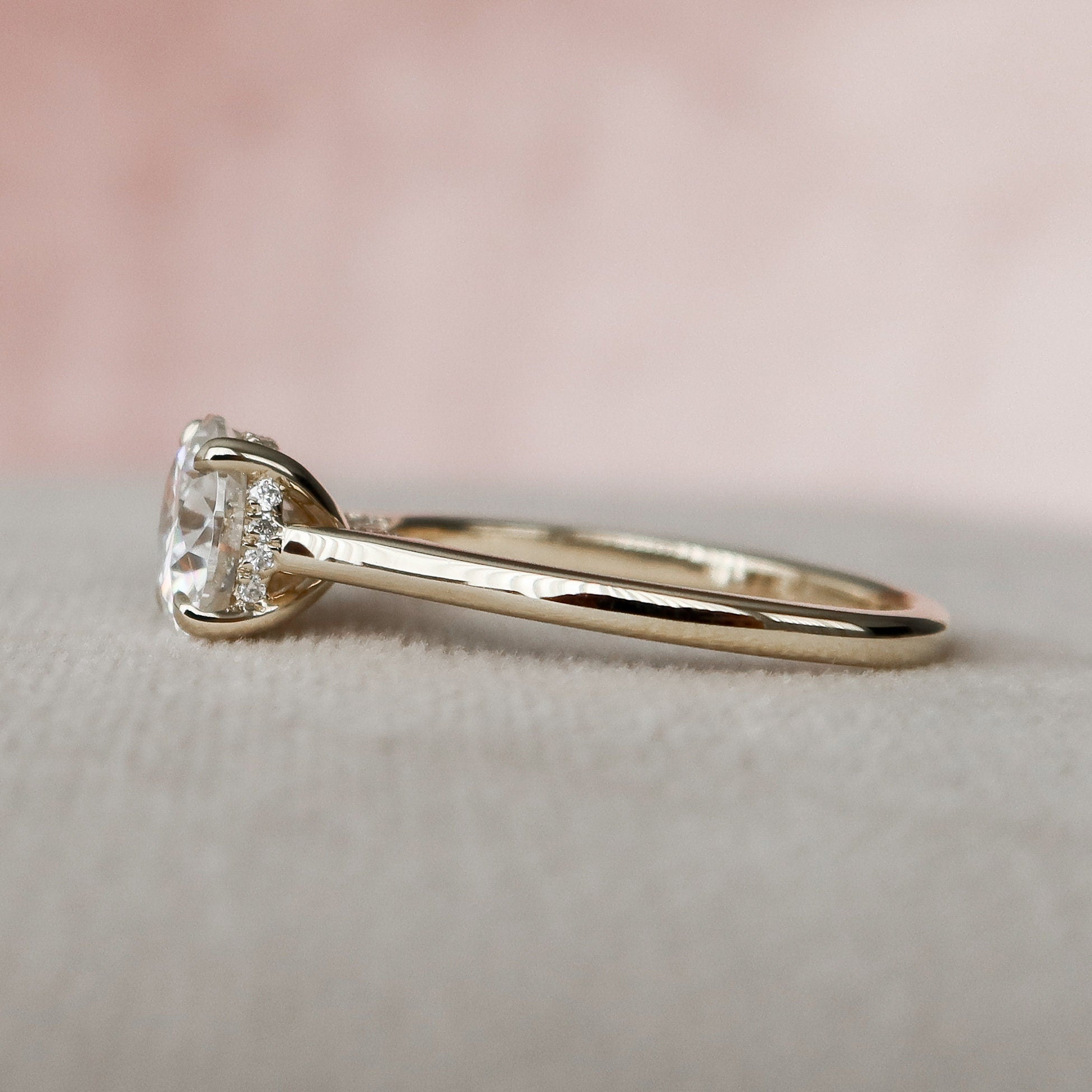 1.5 CT Round Shaped Moissanite Hidden Halo Engagement Ring - crownmoissanite