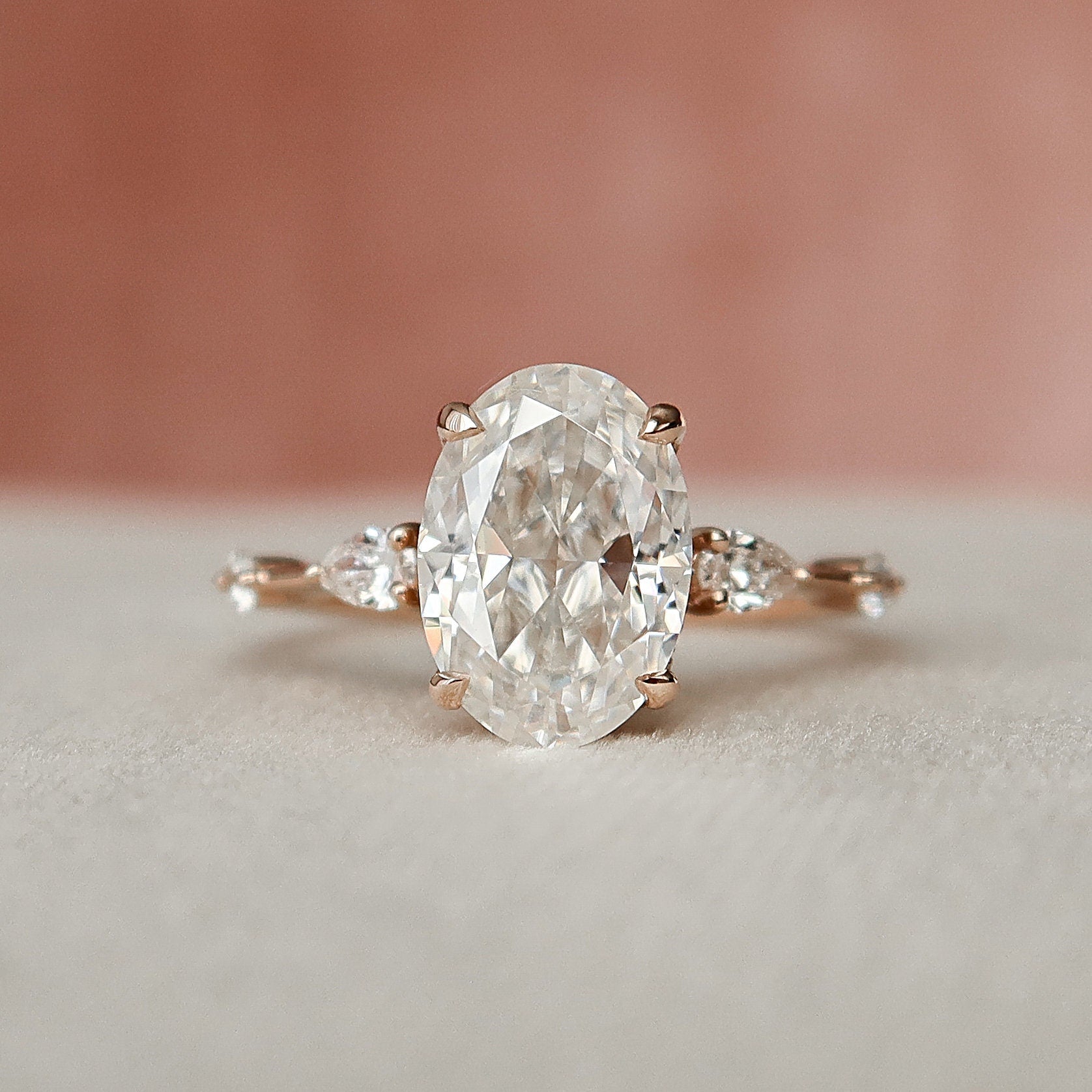 2.0 CT Oval Hidden Halo Moissanite Engagement Ring - crownmoissanite