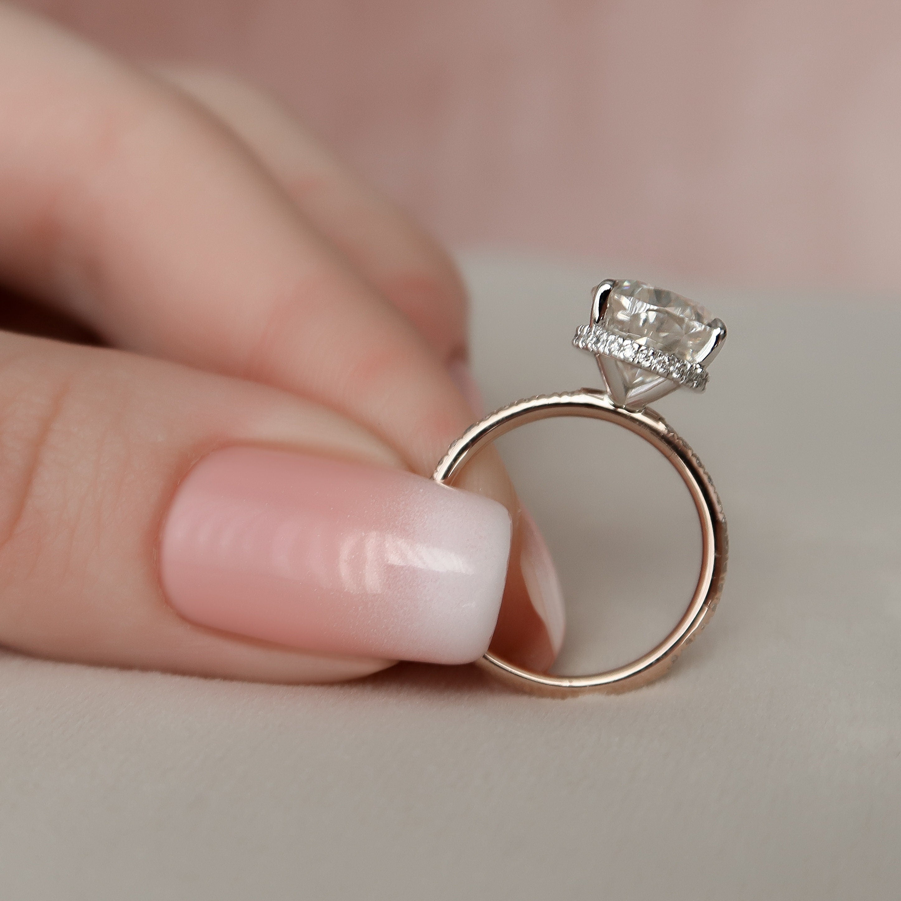 3.5 CT Pear Hidden Halo & Pave Setting Moissanite Engagement Ring - crownmoissanite