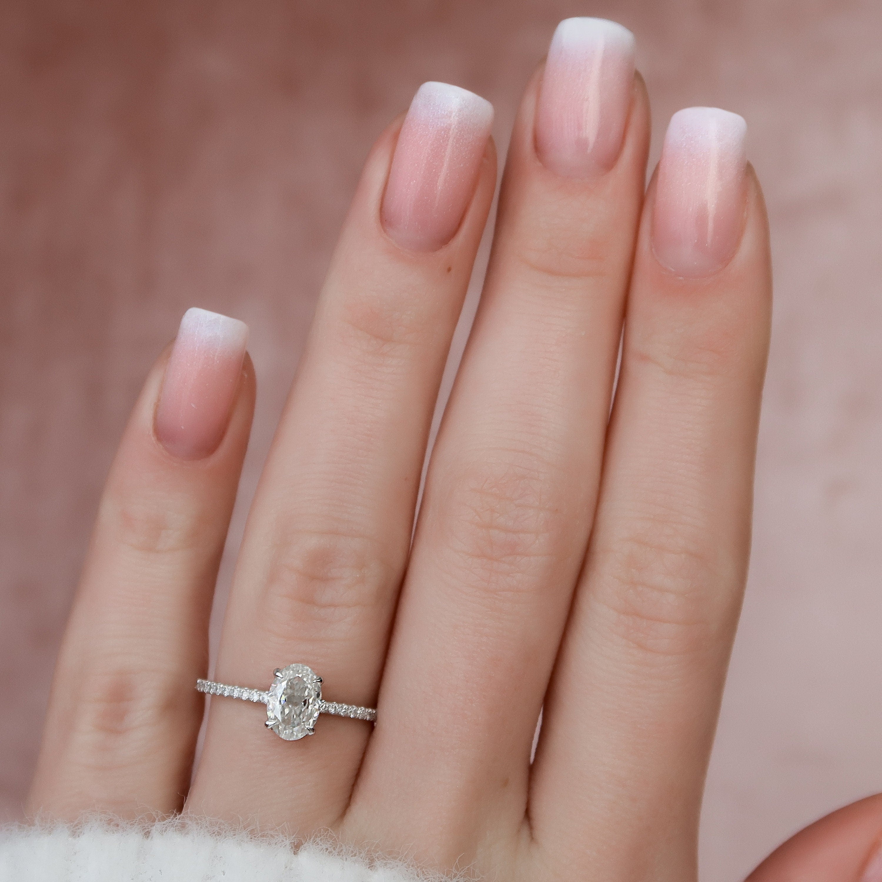 1.0 CT Oval Shaped Moissanite Hidden Halo Engagement Ring - crownmoissanite