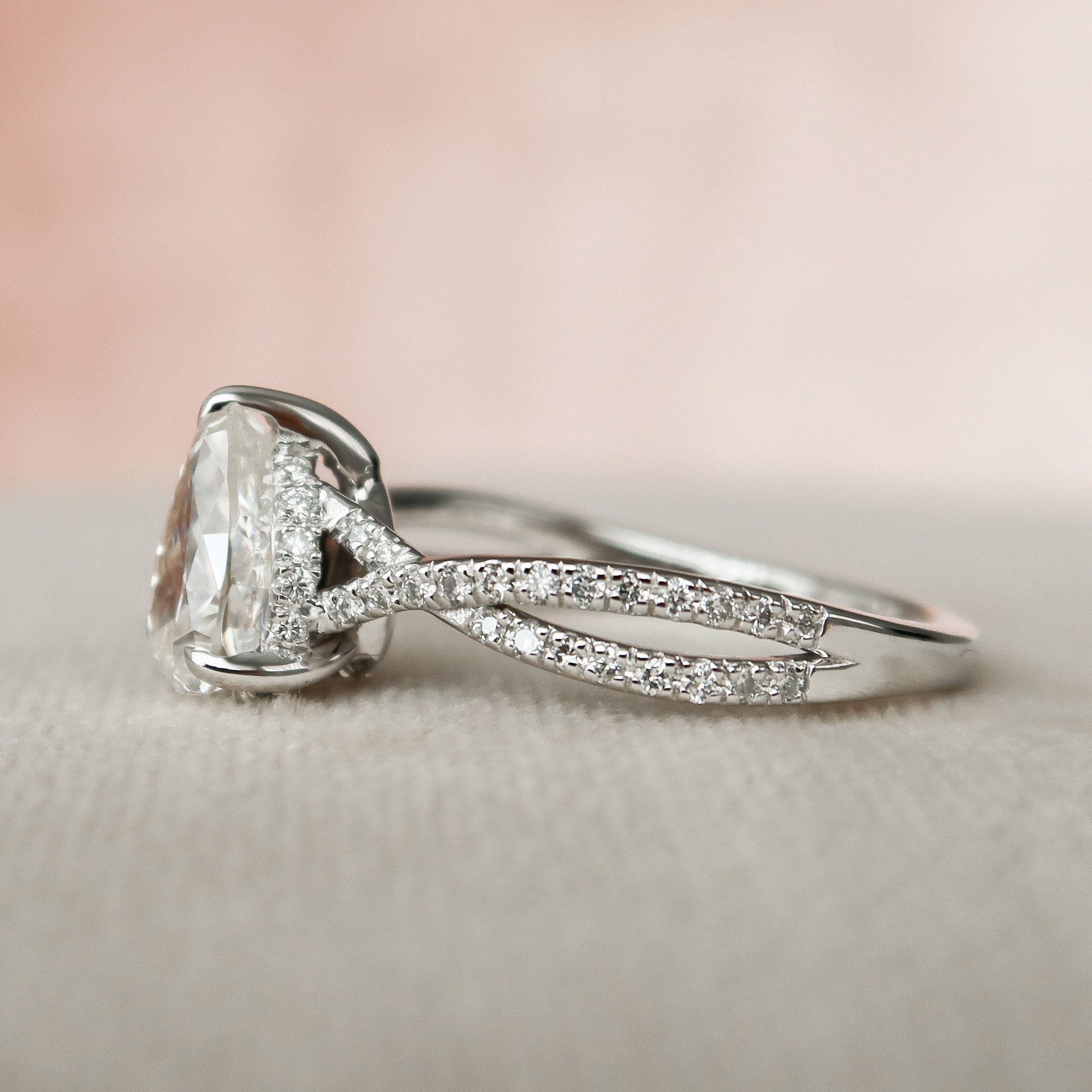1.0 CT Pear Shaped Moissanite Twisted Pave Engagement Ring - crownmoissanite