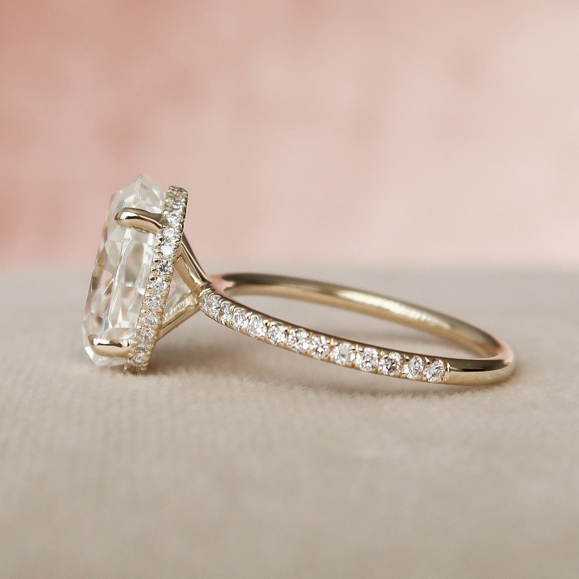 3.5 CT Oval Hidden Halo & Pave Moissanite Engagement Ring - crownmoissanite