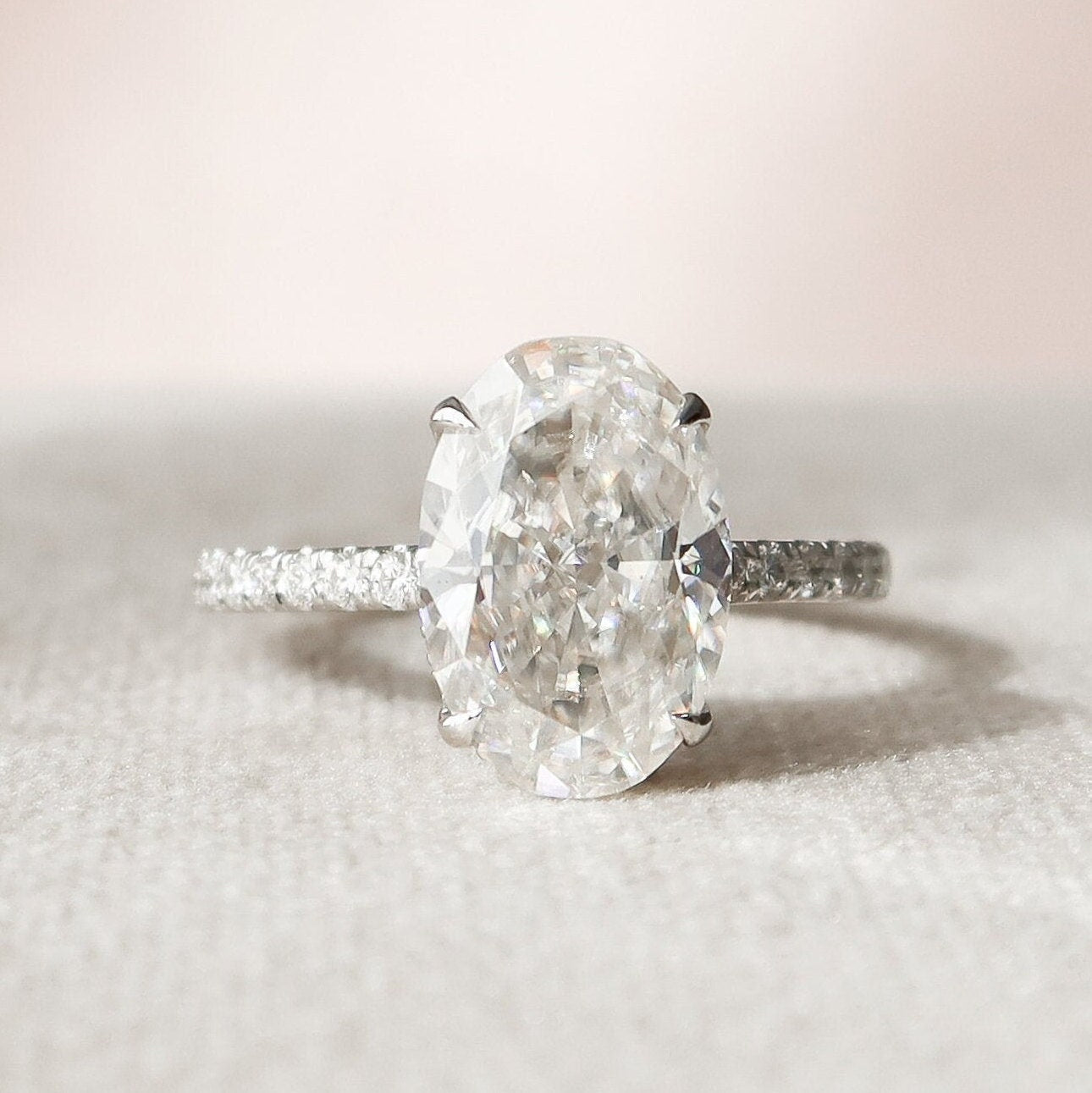3.5 CT Oval Hidden Halo & Pave Moissanite Engagement Ring - crownmoissanite