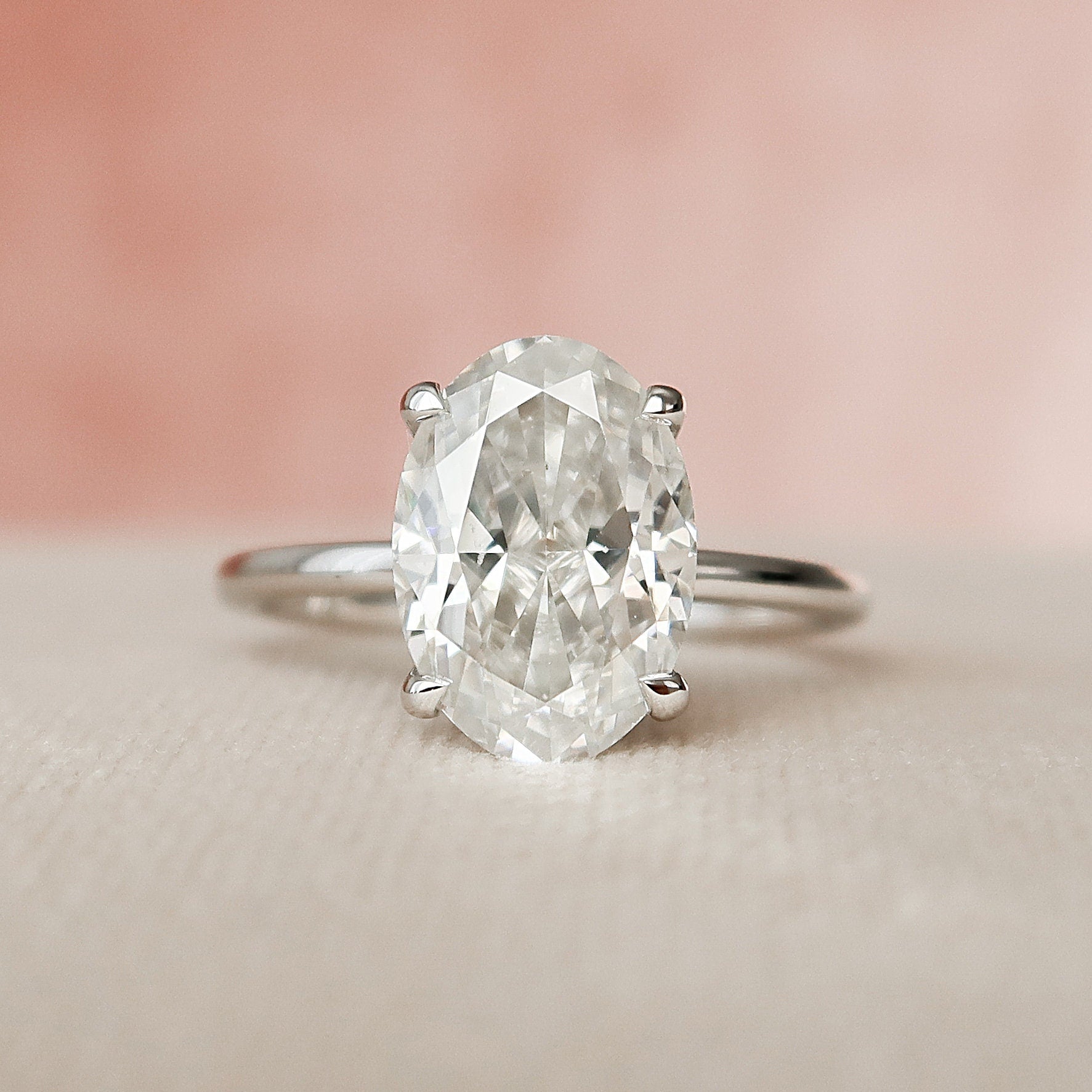 3.0 CT Oval Hidden Halo & Solitaire Style Moissanite Engagement Ring - crownmoissanite