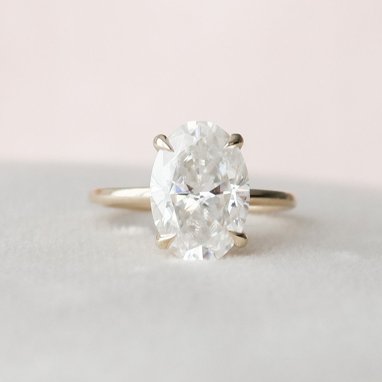 3.0 CT Oval Hidden Halo & Solitaire Style Moissanite Engagement Ring - crownmoissanite