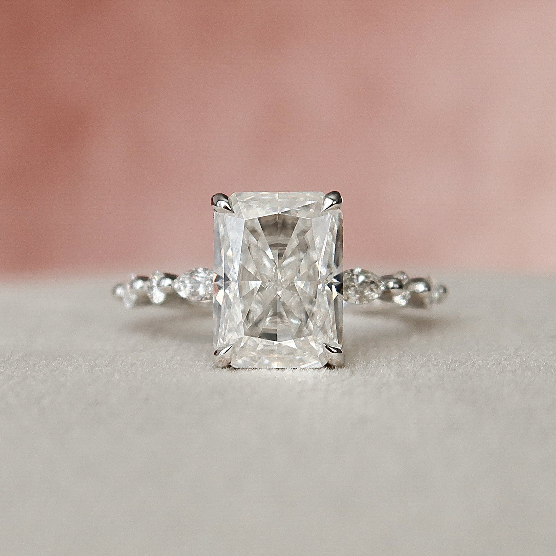 3.50 CT Radiant Pave Setting Moissanite Engagement Ring - crownmoissanite