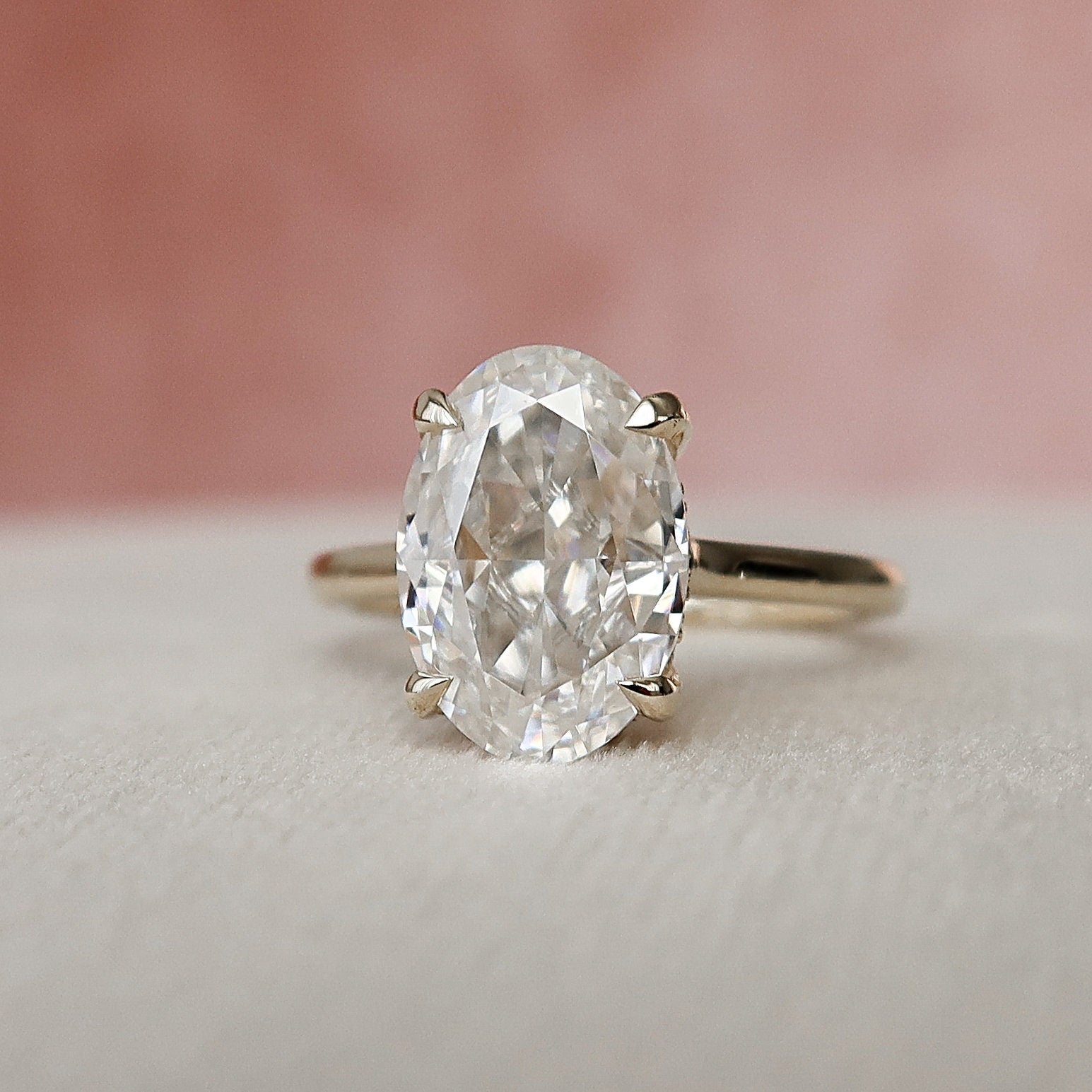 3.0 CT Oval Cut Solitaire Style Moissanite Engagement Ring - crownmoissanite