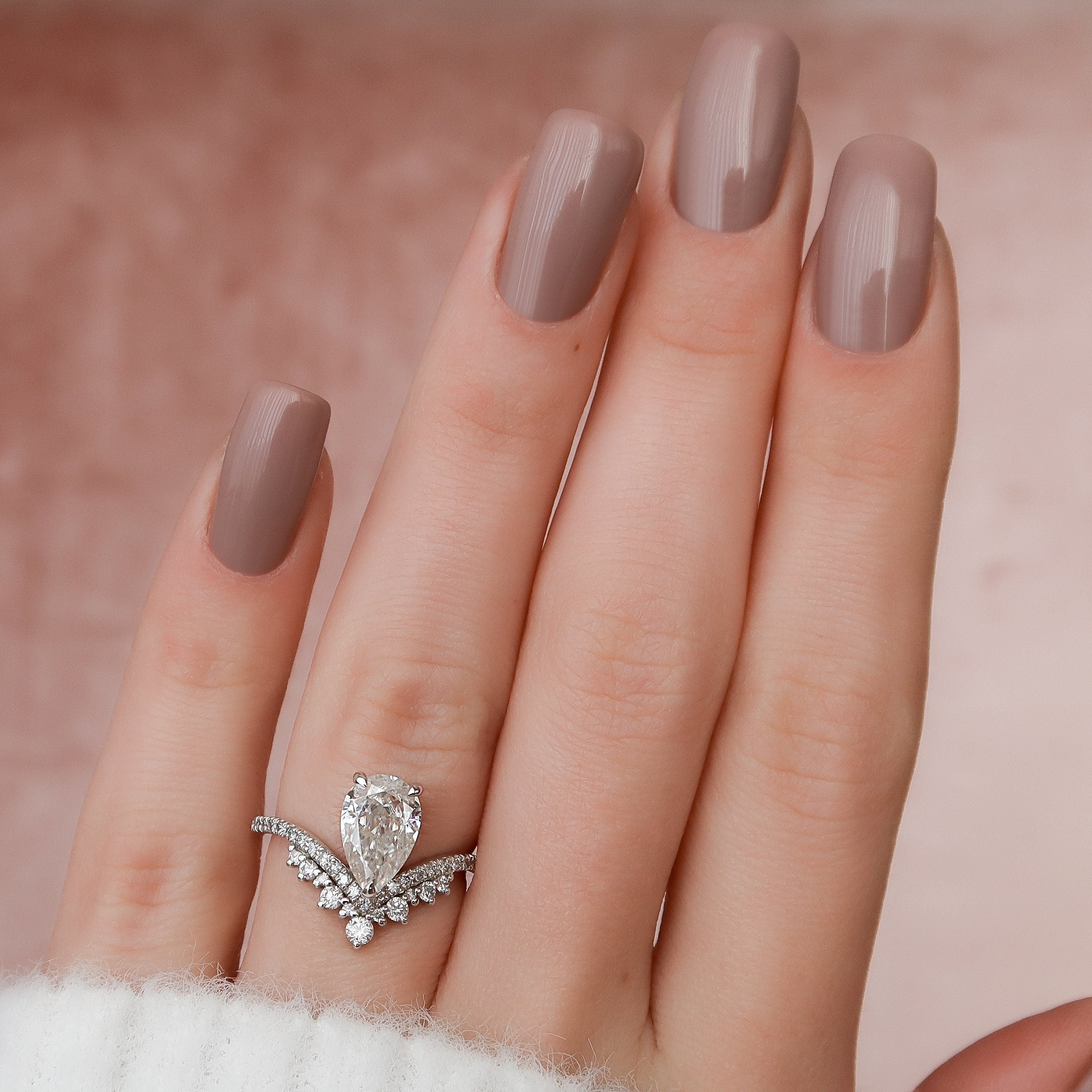 1.5 CT Pear Shaped Moissanite Chevron Engagement Ring - crownmoissanite