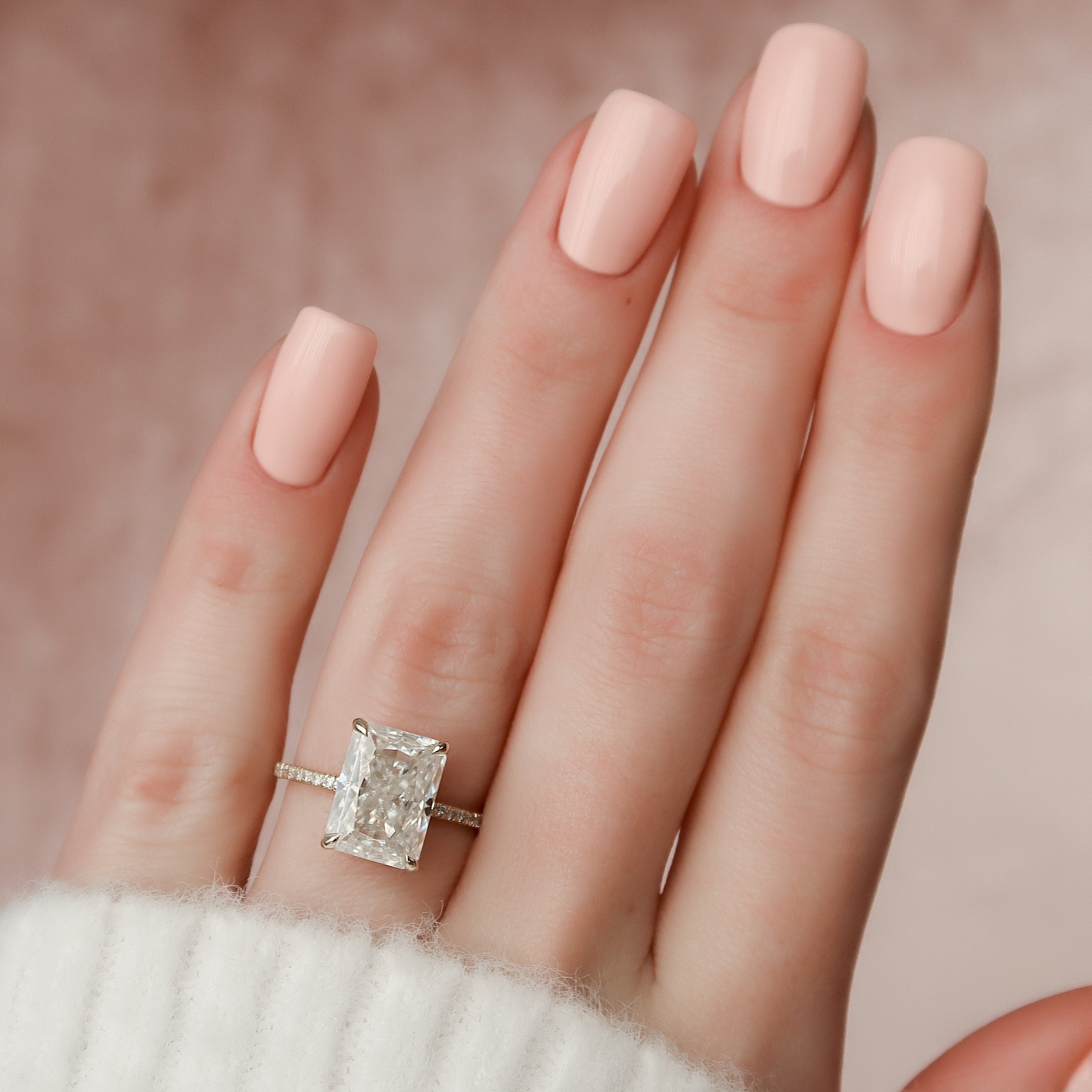 5.0 CT Radiant Hidden Halo & Pave Moissanite Engagement Ring - crownmoissanite