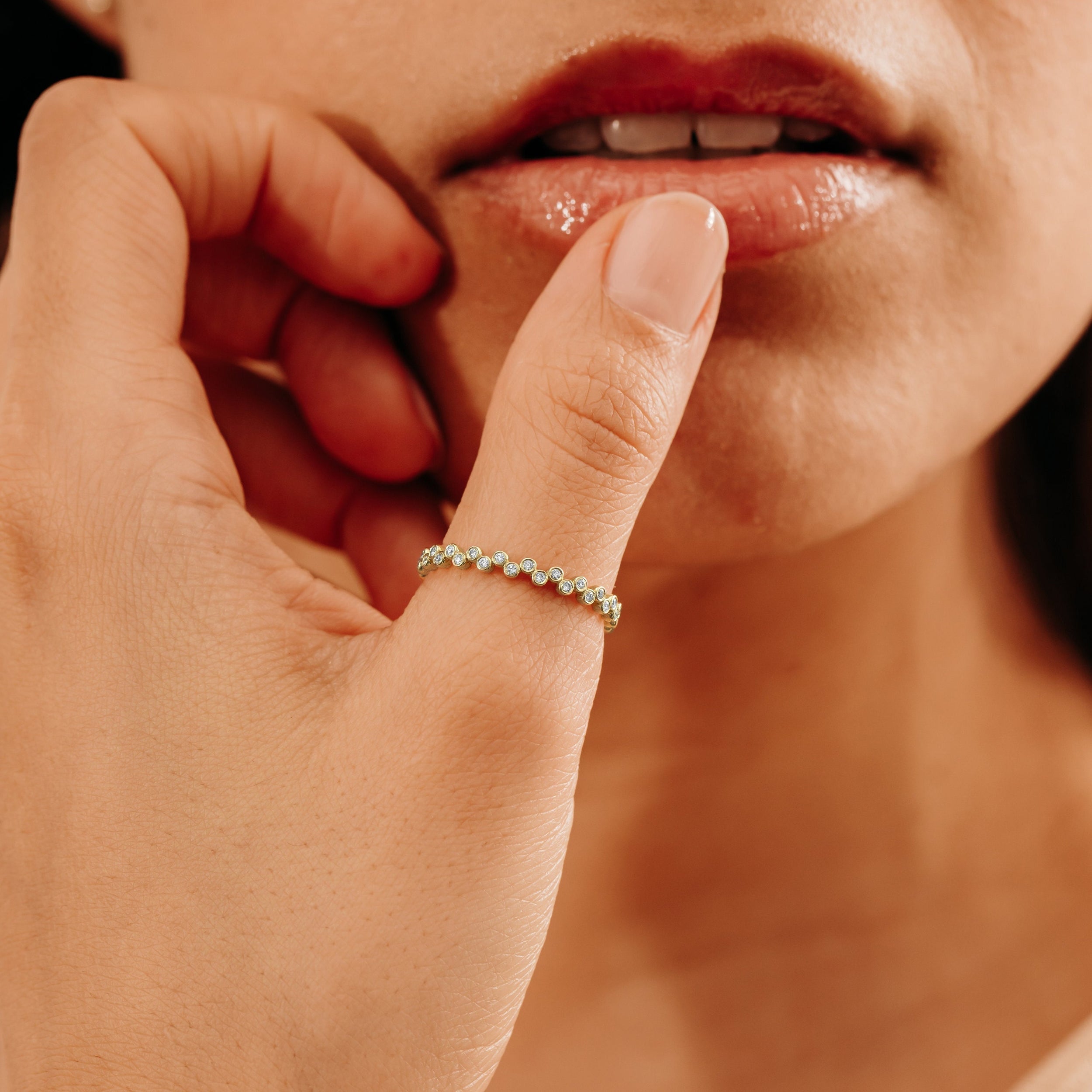 0.26 TCW Round Cut Full Eternity Moissanite Wedding Band